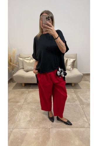 Pantalon Large 7/8e FOULY Rouge