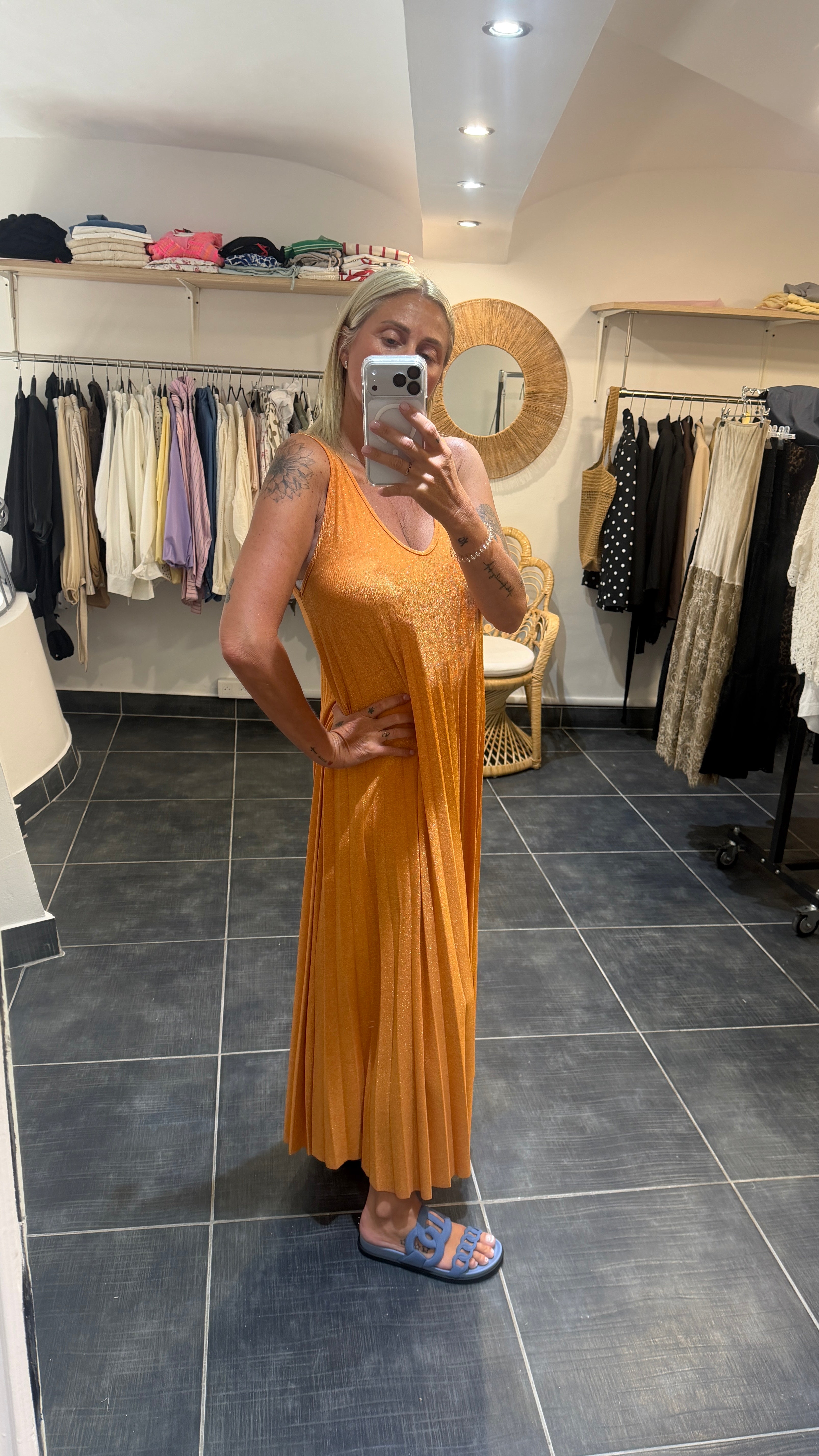 Robe Longue détails lurex MAEVA Orange