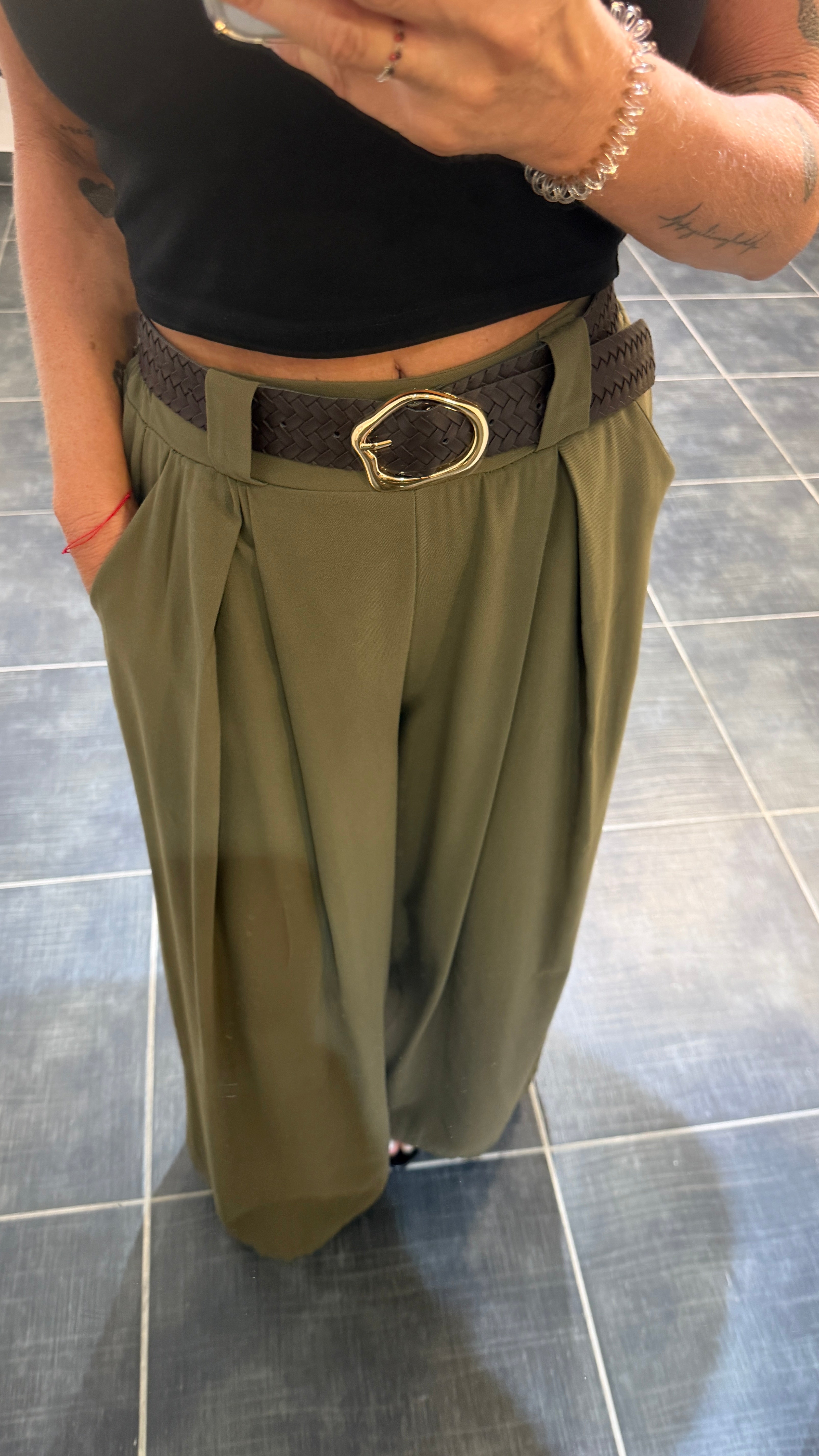 Pantalon large LEE Kaki