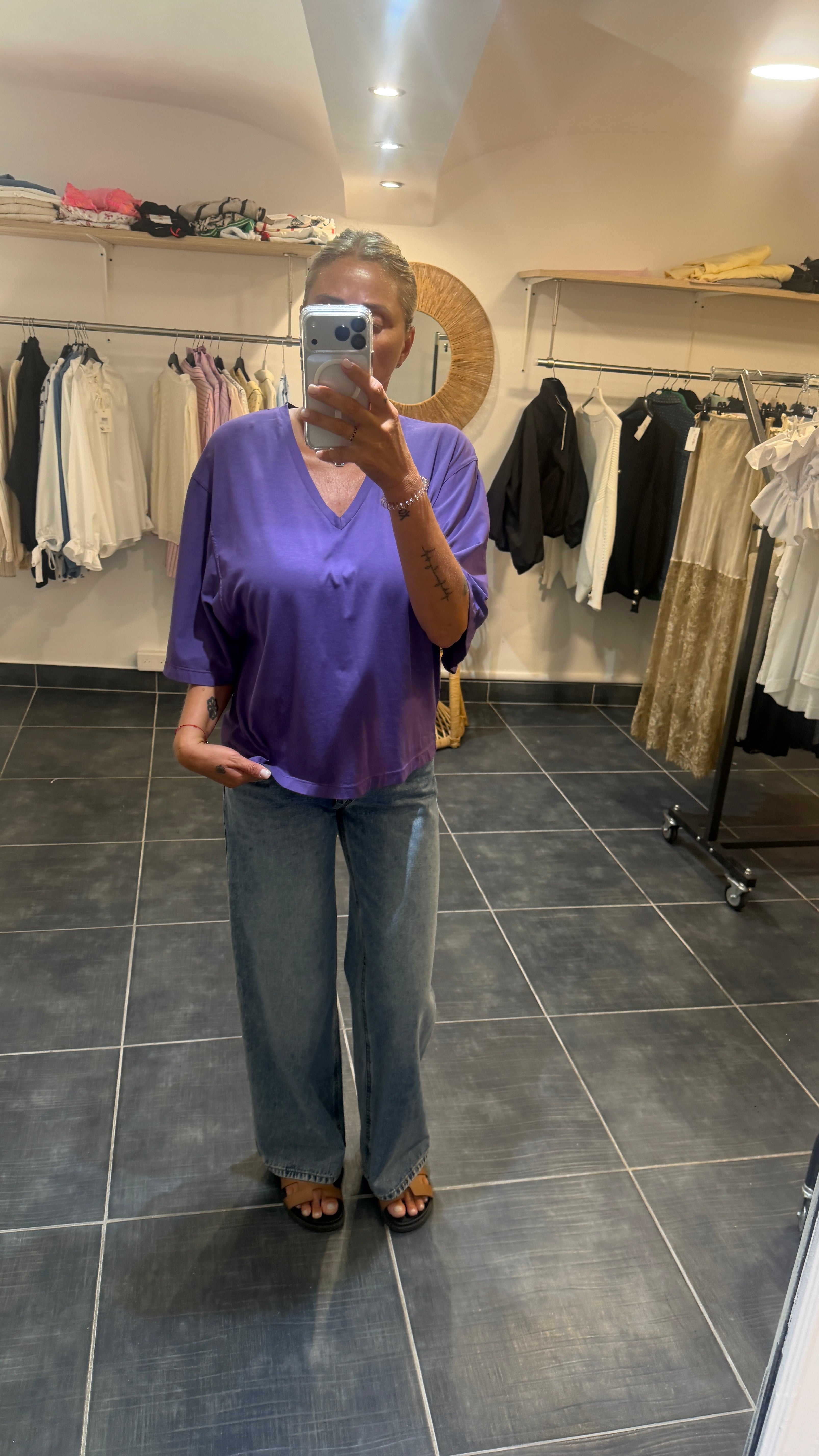 Tee-Shirt en V Oversize VADIM Violet