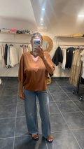 Tee-Shirt en V Oversize VADIM Terracotta