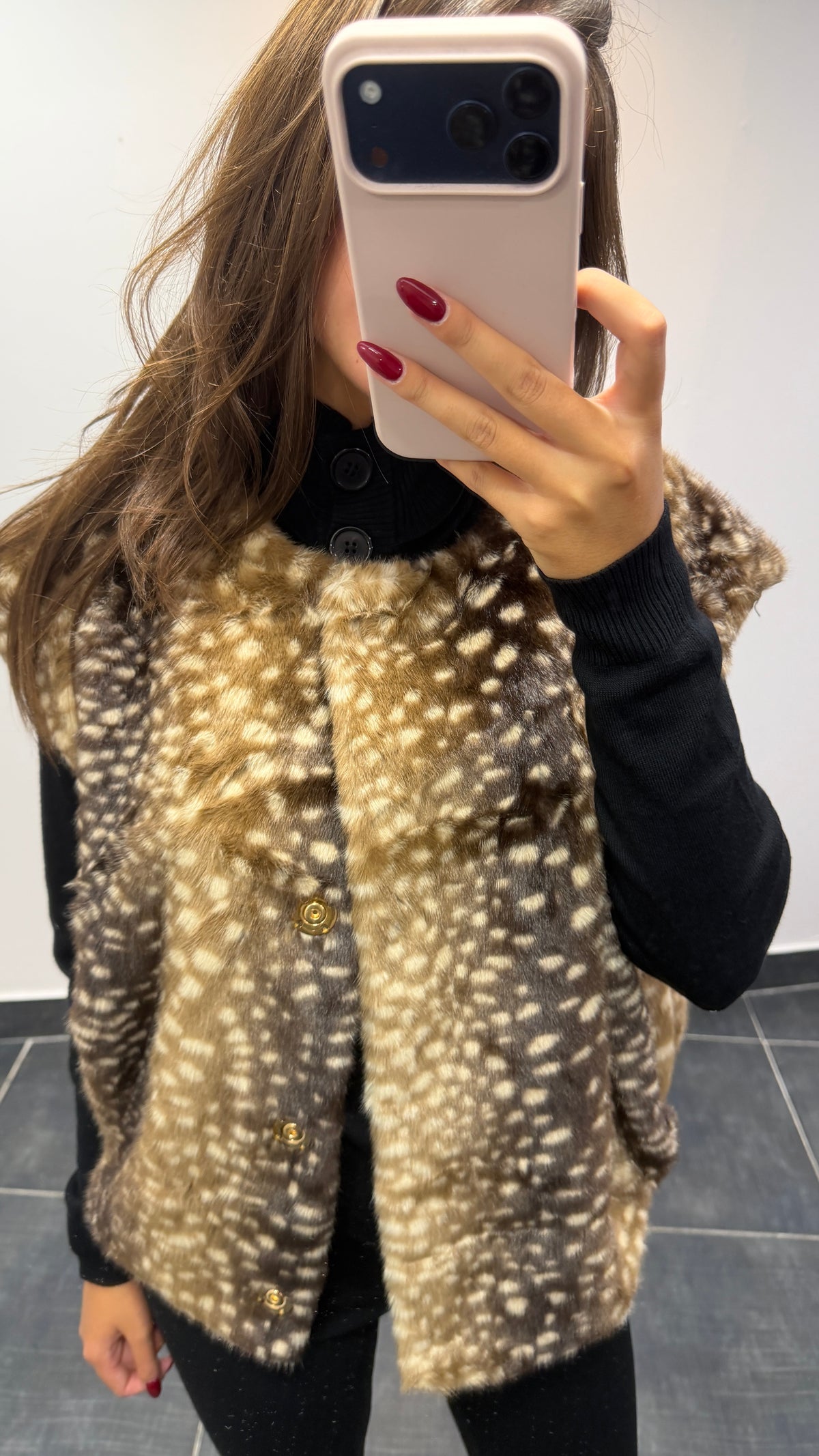 Gilet fausse fourrure BAMBI Chocolat