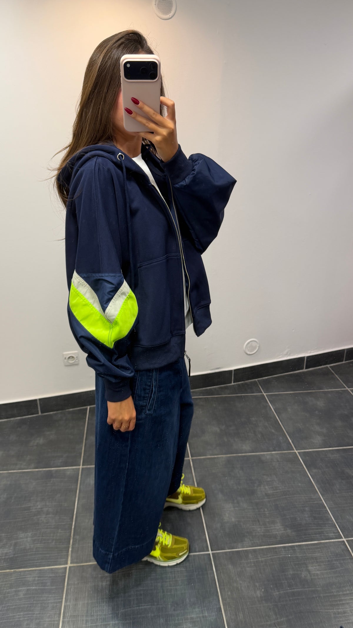 Veste à capuche courte zippée TATIANA Marine