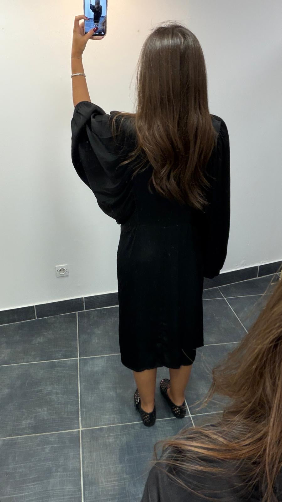 Robe fluide à manches bouffantes MONICA Noir