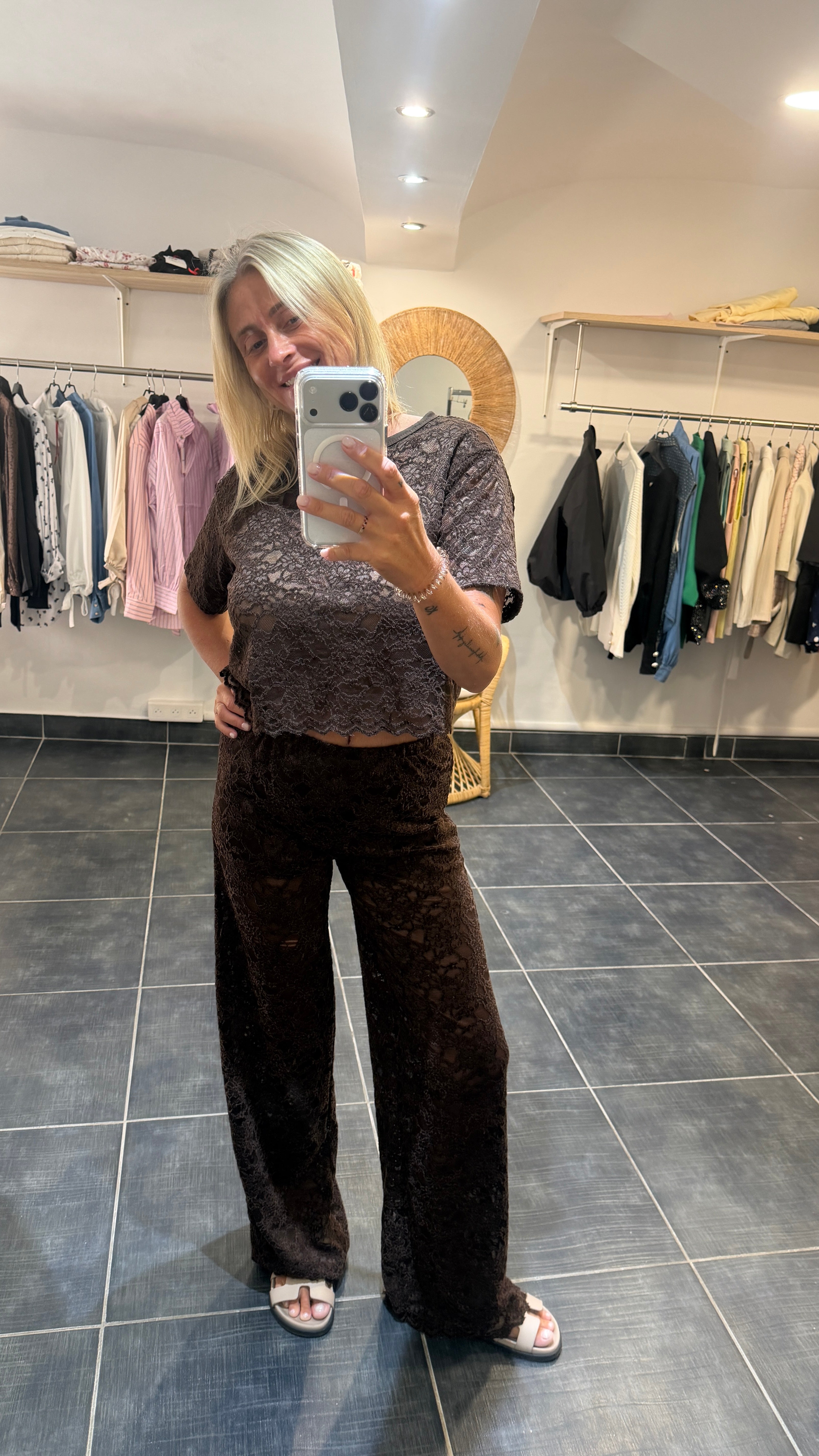 Pantalon Dentelle Douceur JULES Chocolat