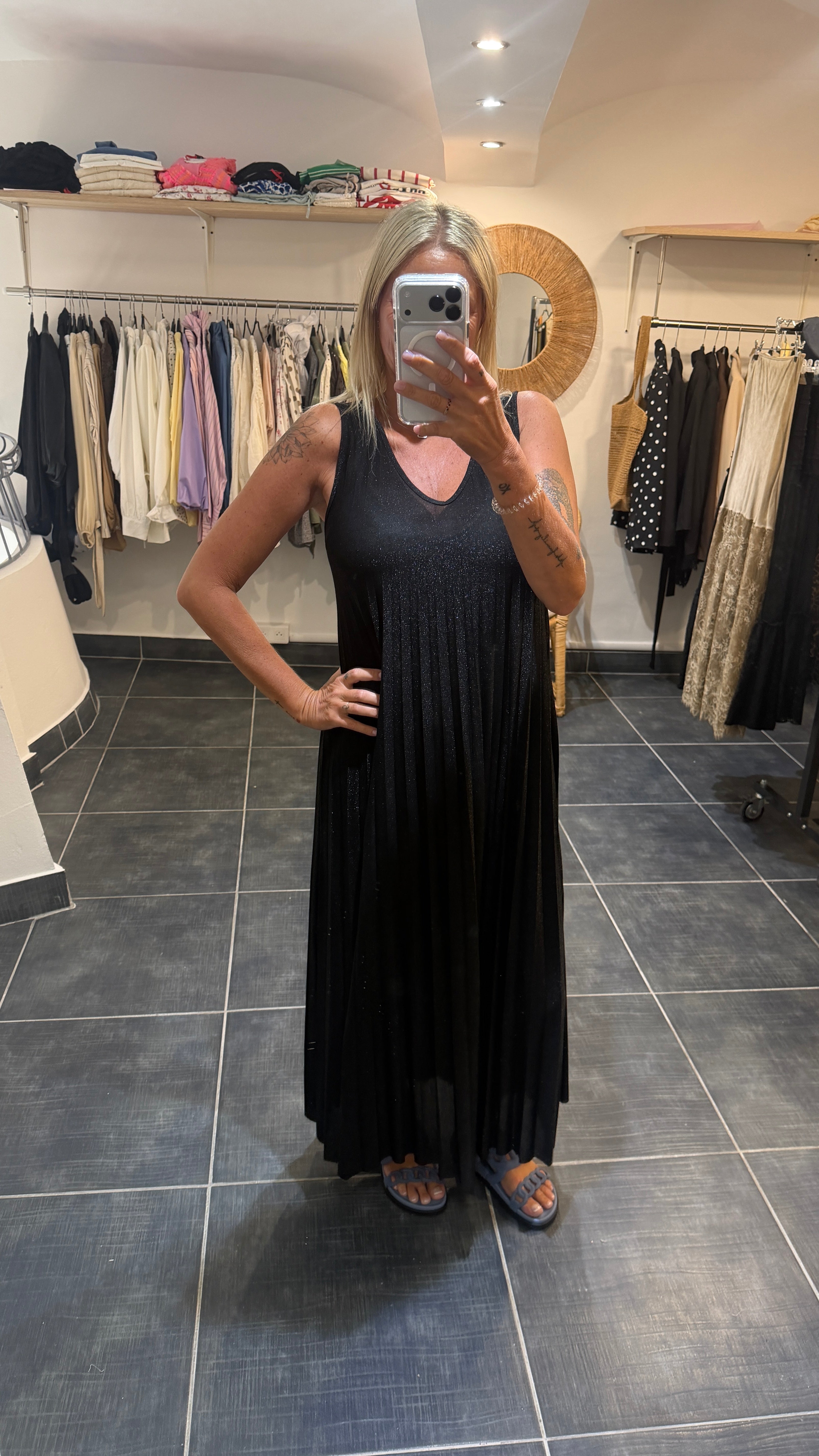 Robe Longue détails lurex MAEVA Noir