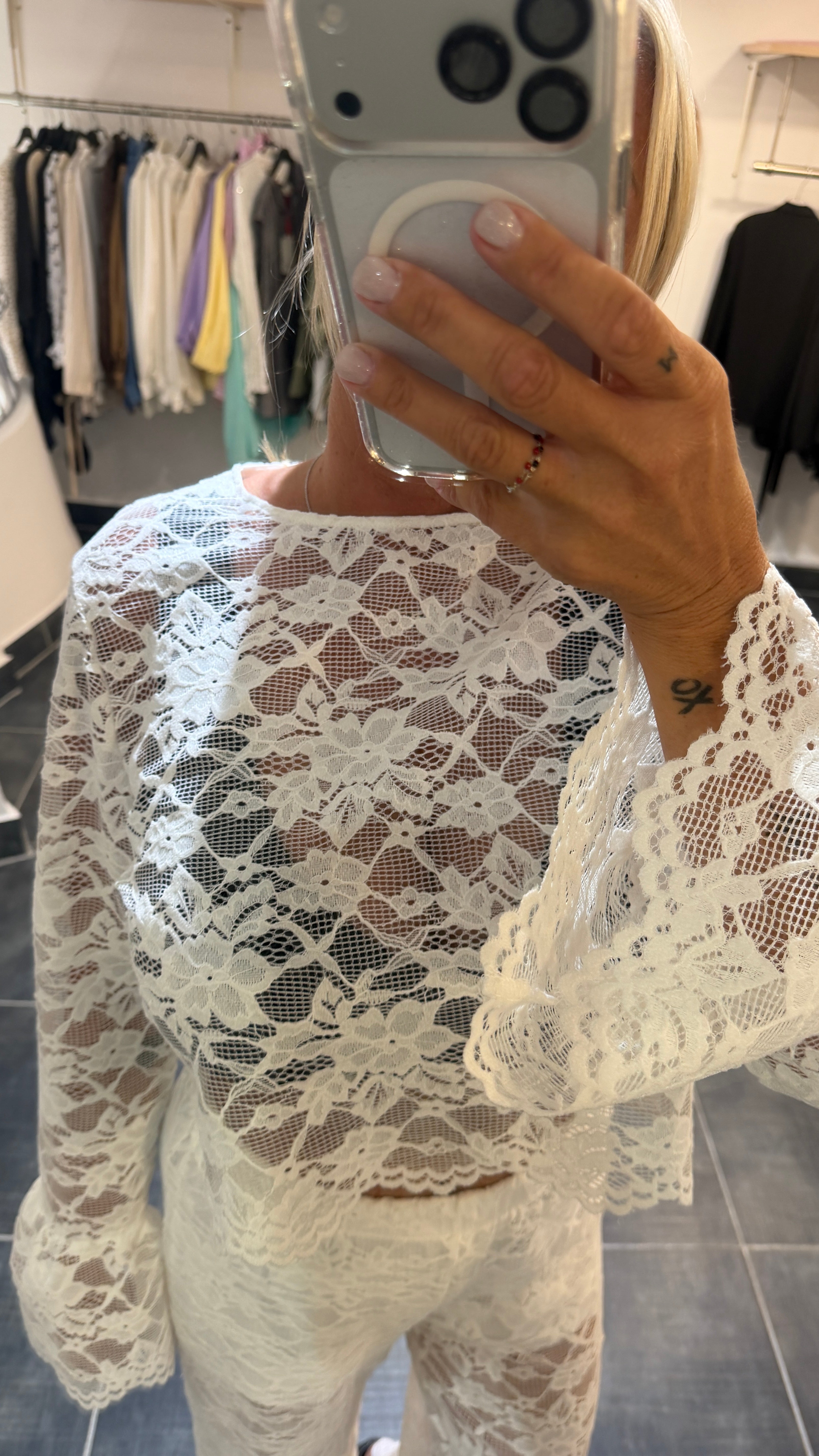 Top ML effet dentelle LEANDRA Blanc