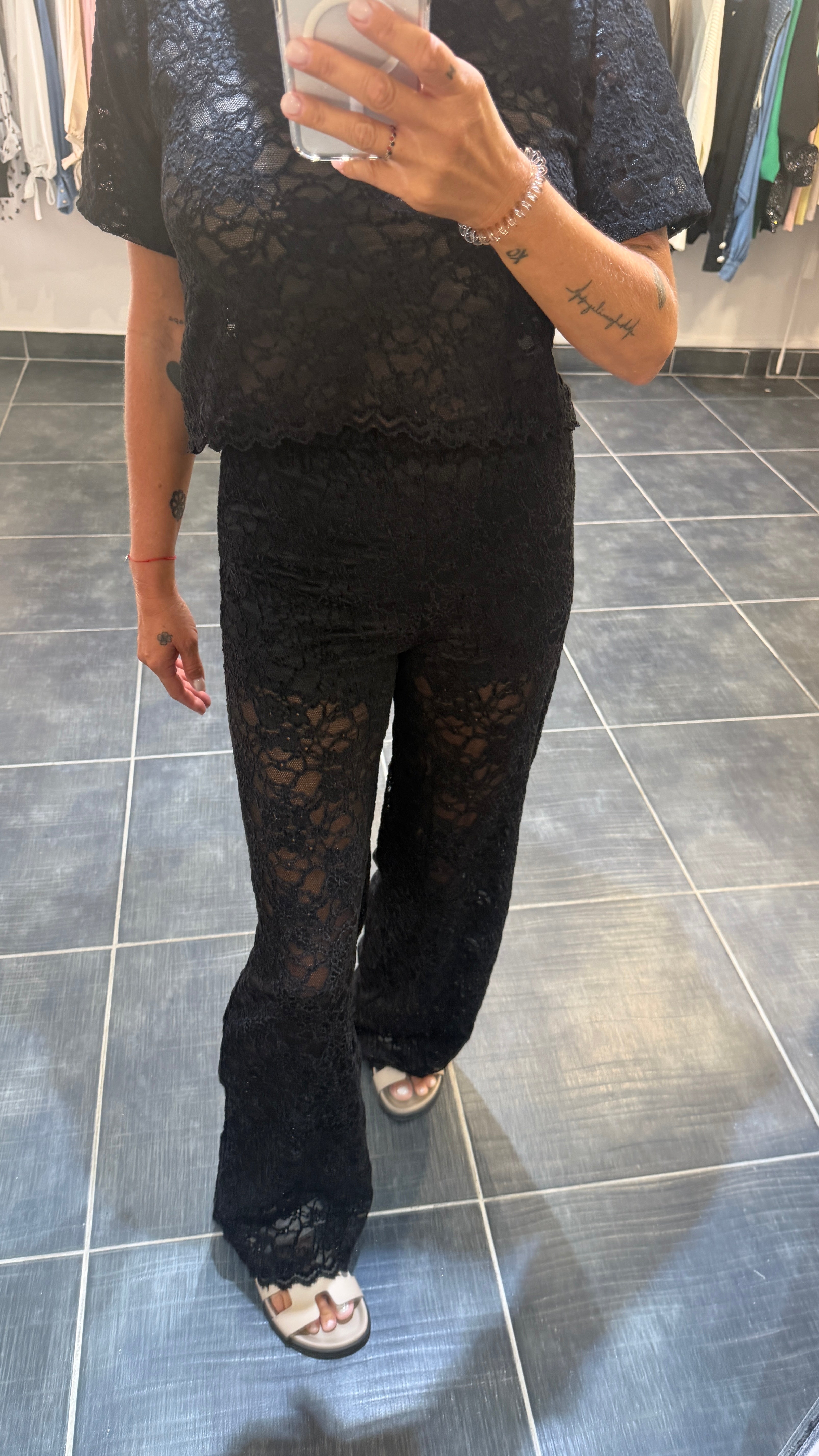 Pantalon Dentelle Douceur JULES Noir