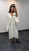Robe fluide à manches bouffantes MONICA Ecru