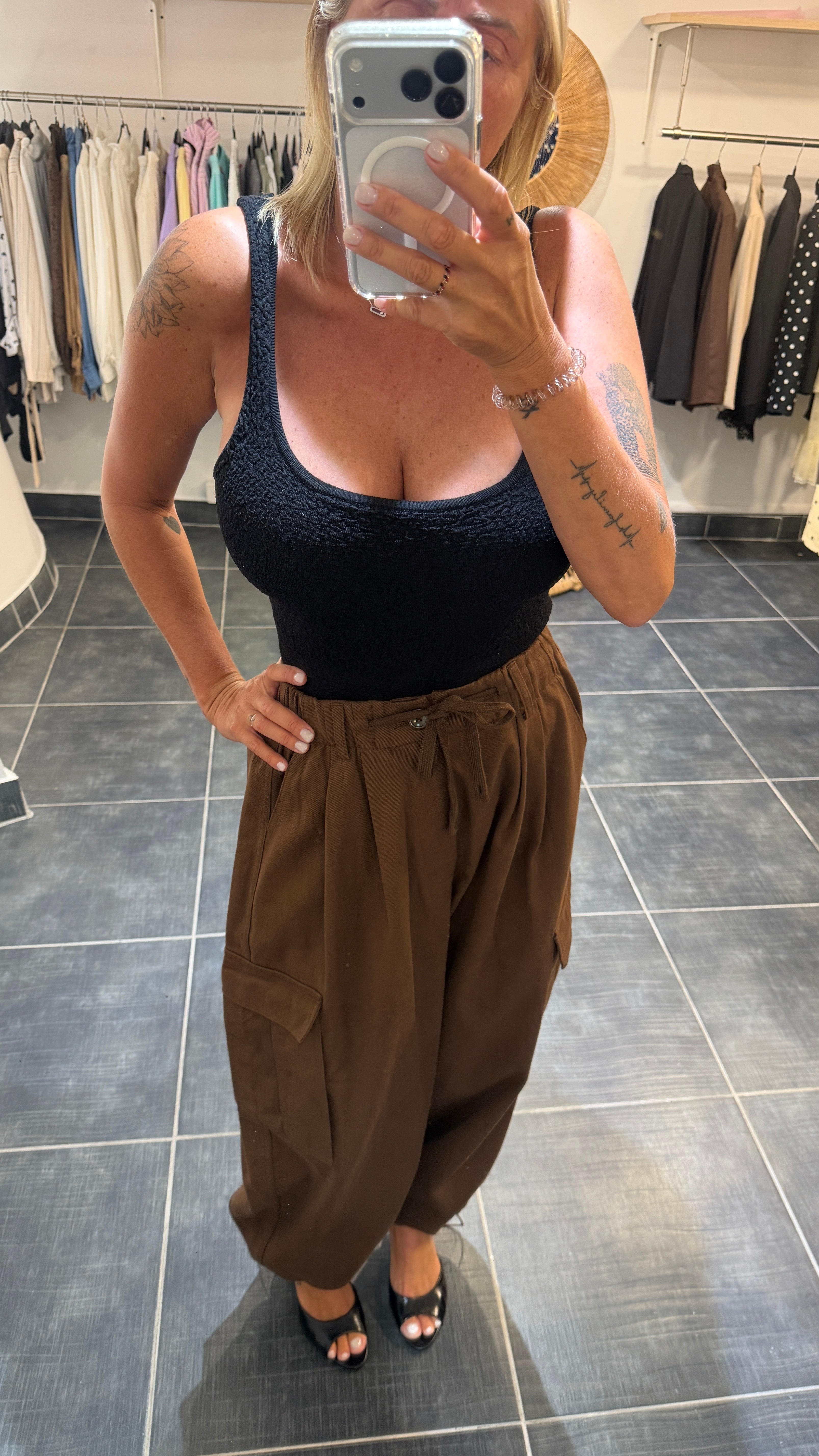 Pantalon style Cargo MORO Chocolat