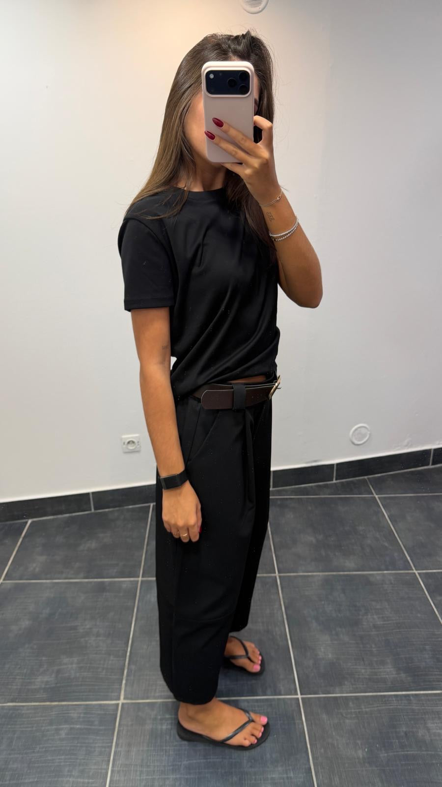 Pantalon structuré 7/8 CHUCK Noir