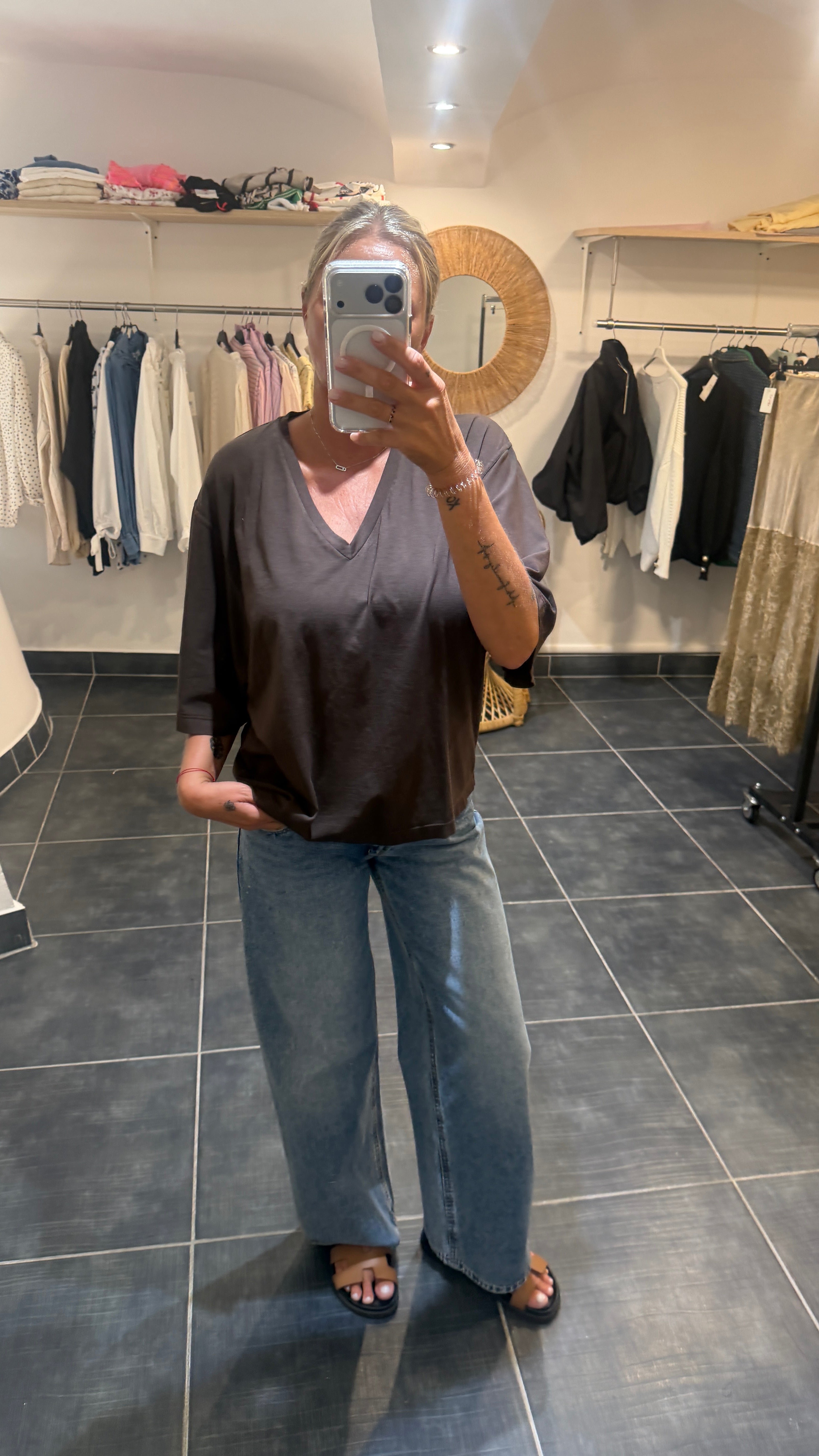 Tee-Shirt en V Oversize VADIM Chocolat