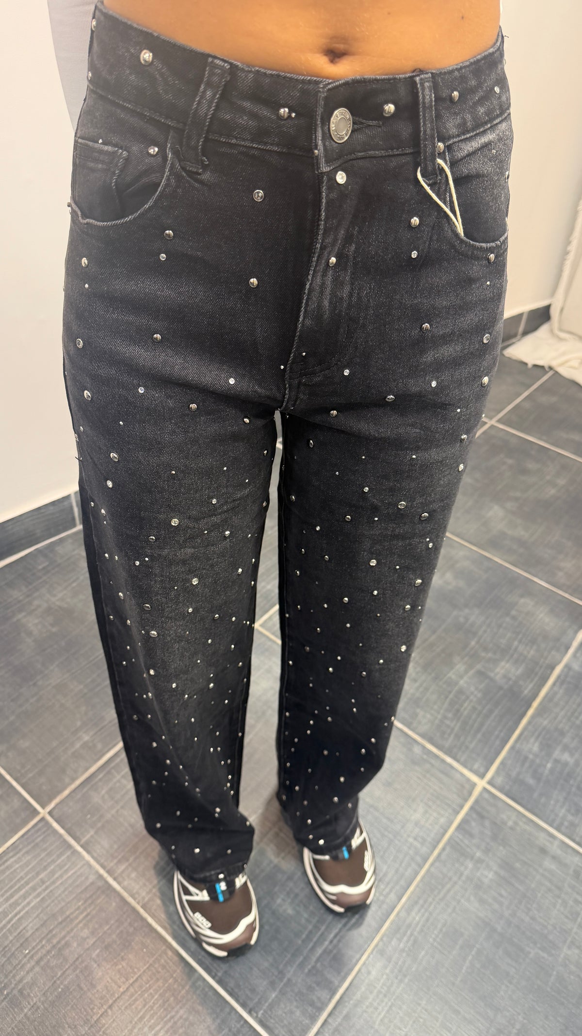 Jean droit taille haute ROCK Noir