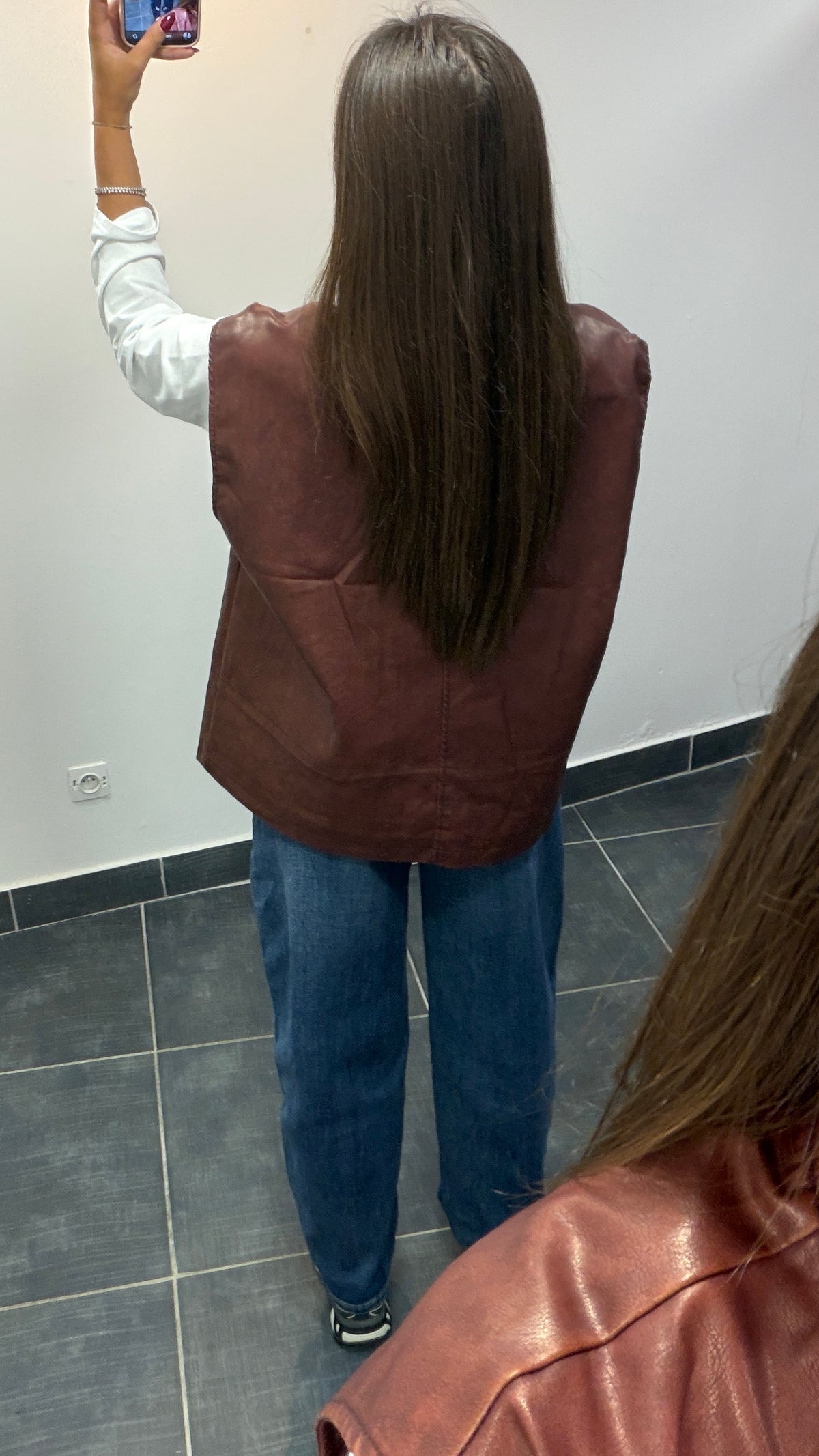 Veste sans manches similicuir KENNY Bordeaux vieilli