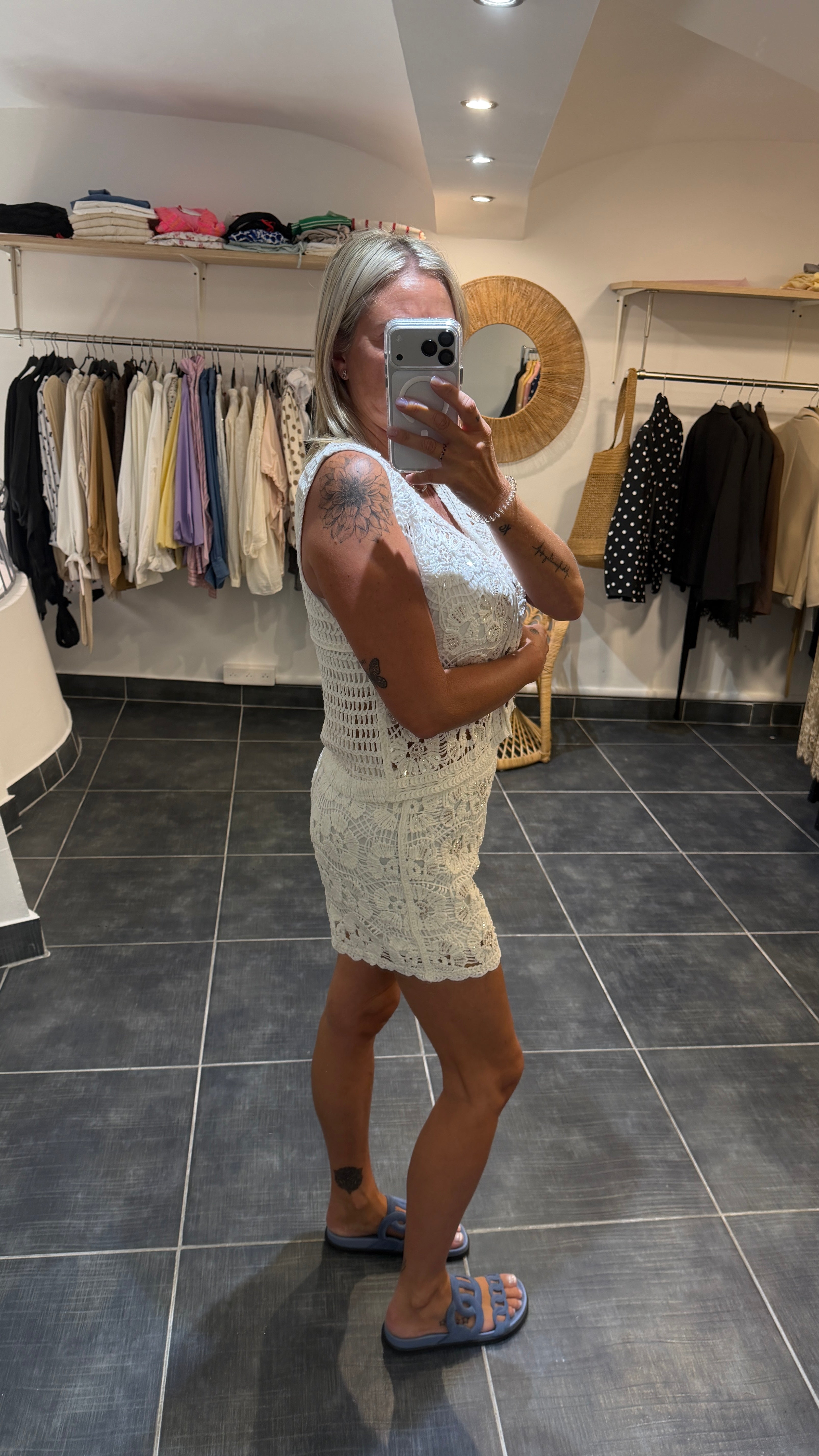 Ensemble Top + Short en crochet FLORIAN Blanc