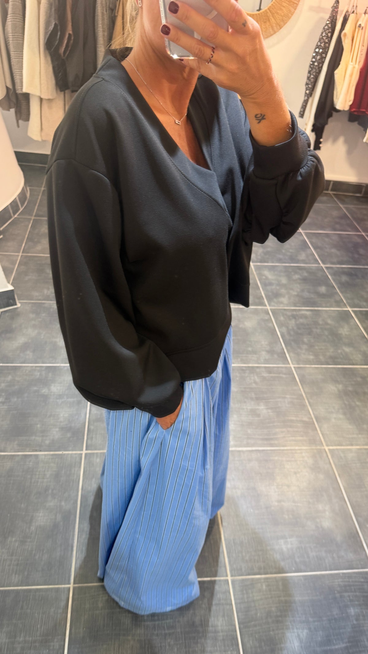 Pantalon extra large rayé RENE Bleu