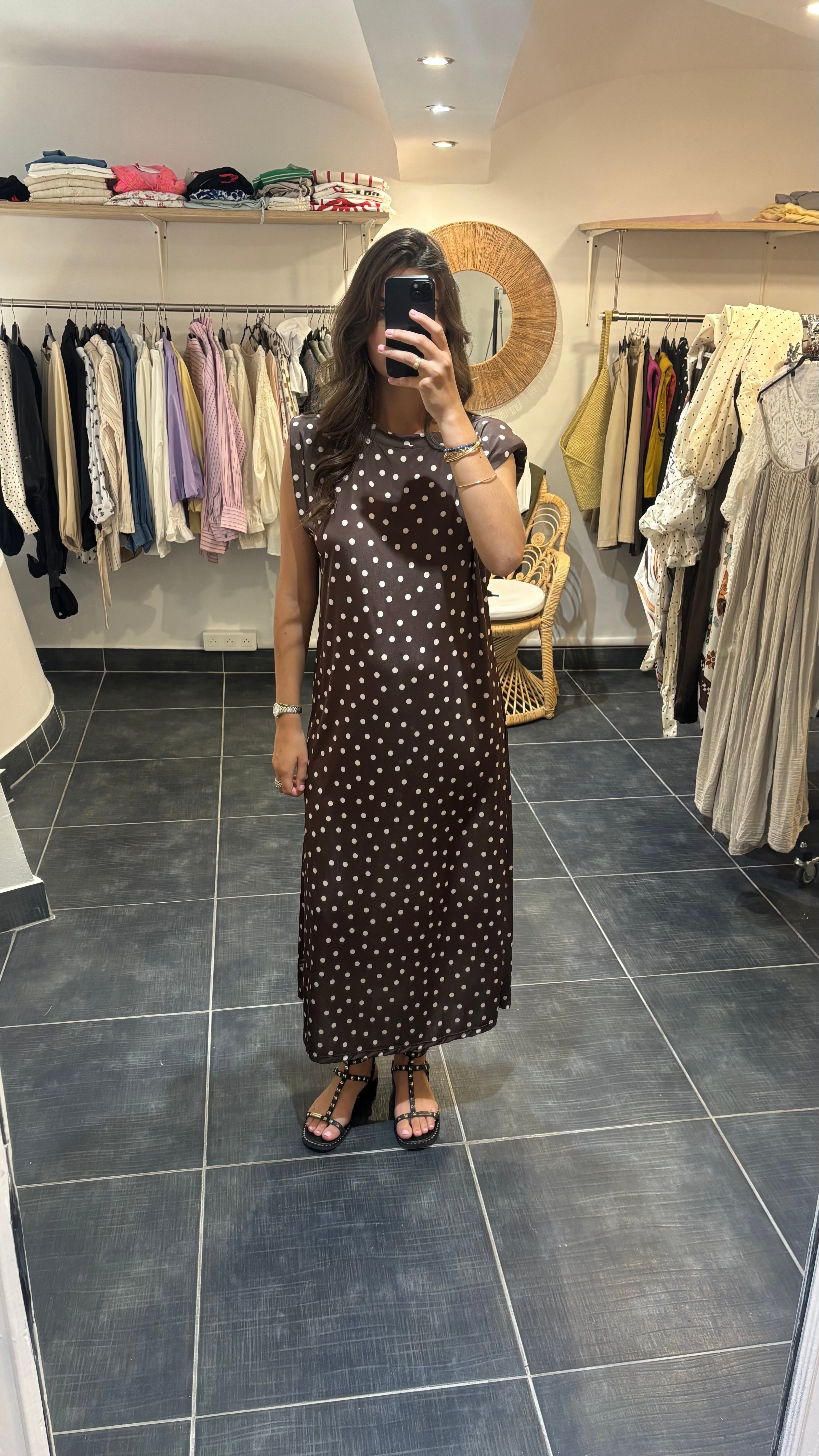 Robe Longue à pois MAYO Chocolat