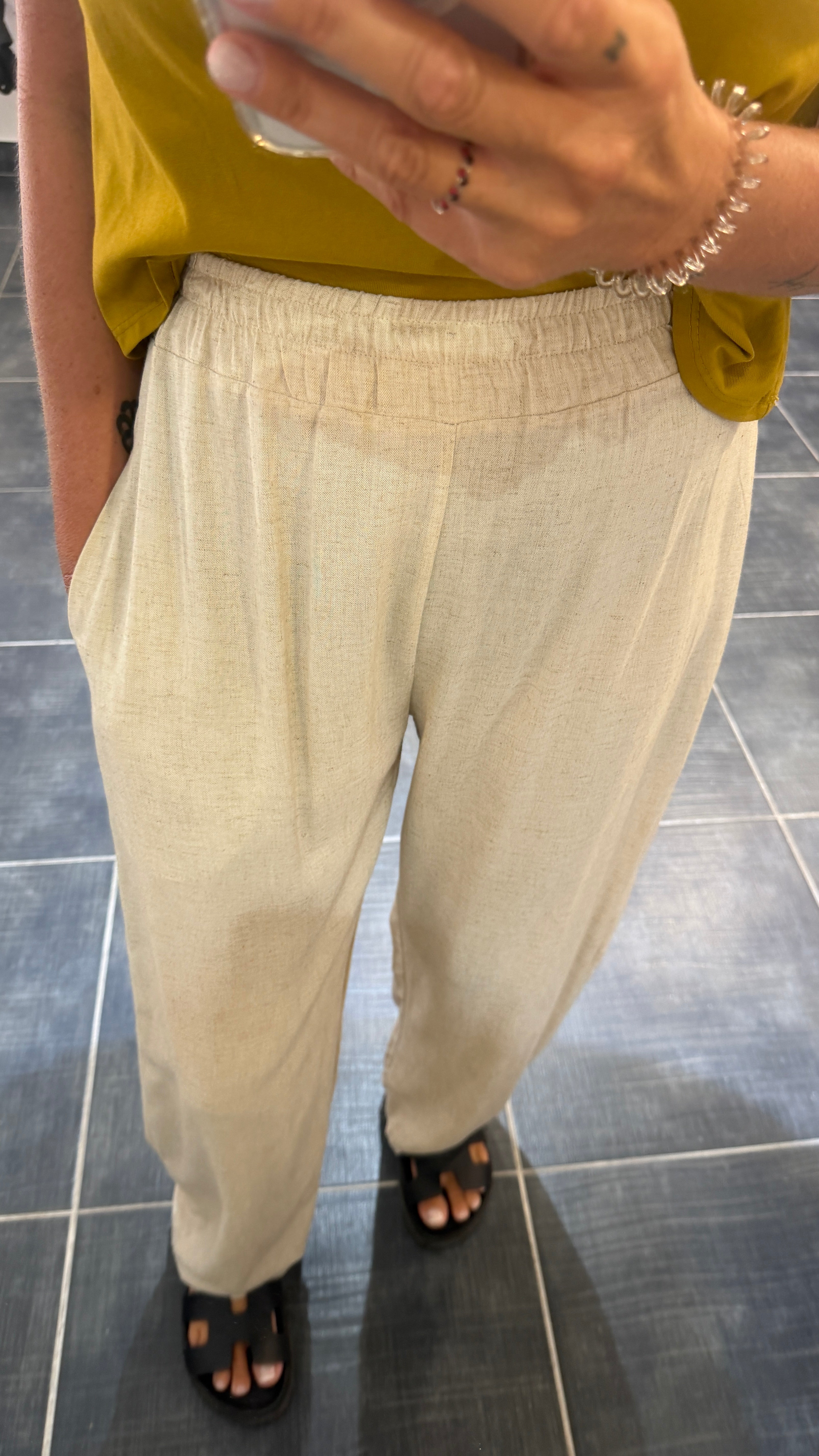 Pantalon large en lin PRESTON Beige