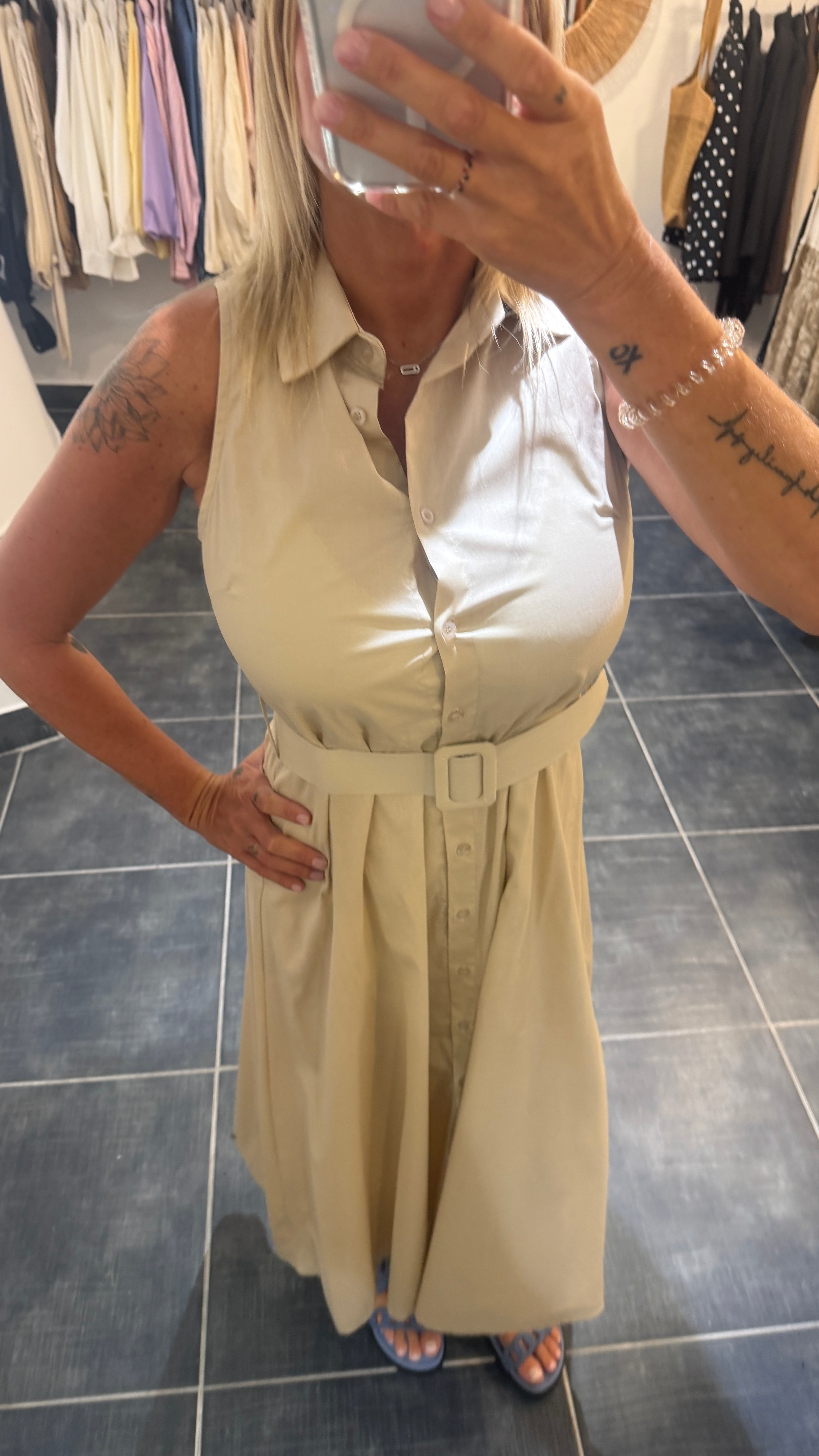 Robe longue Ceinturée ARLETTE Beige