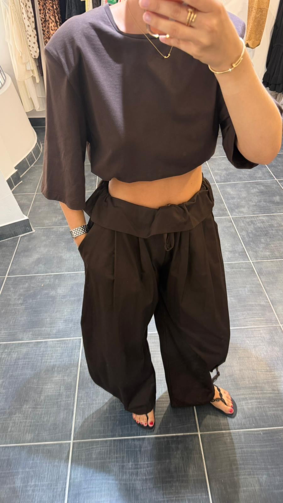 Pantalon resserré aux chevilles TILIO Chocolat