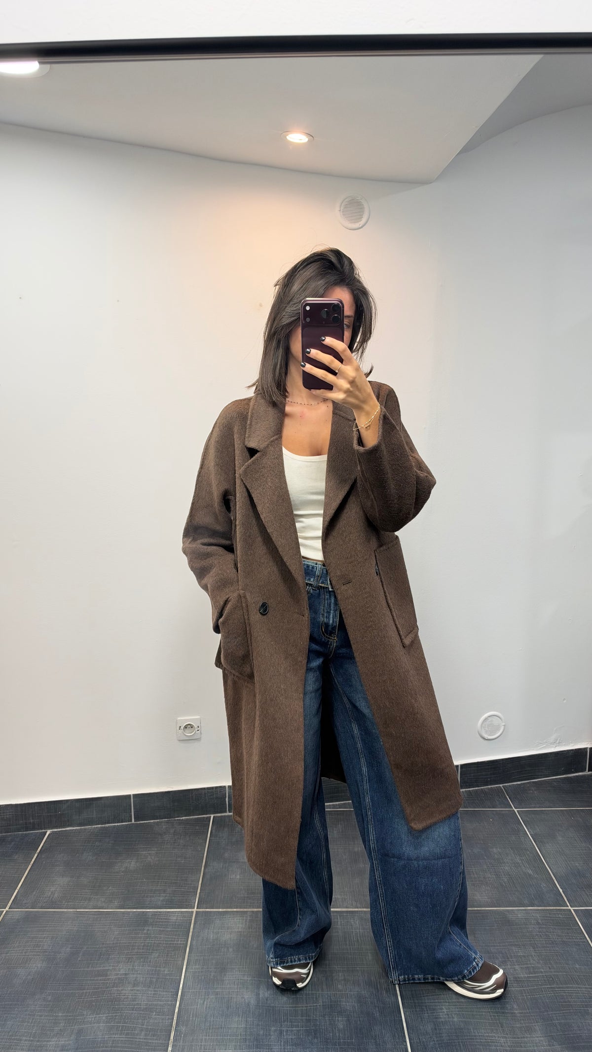 Manteau long en laine LALY Chocolat