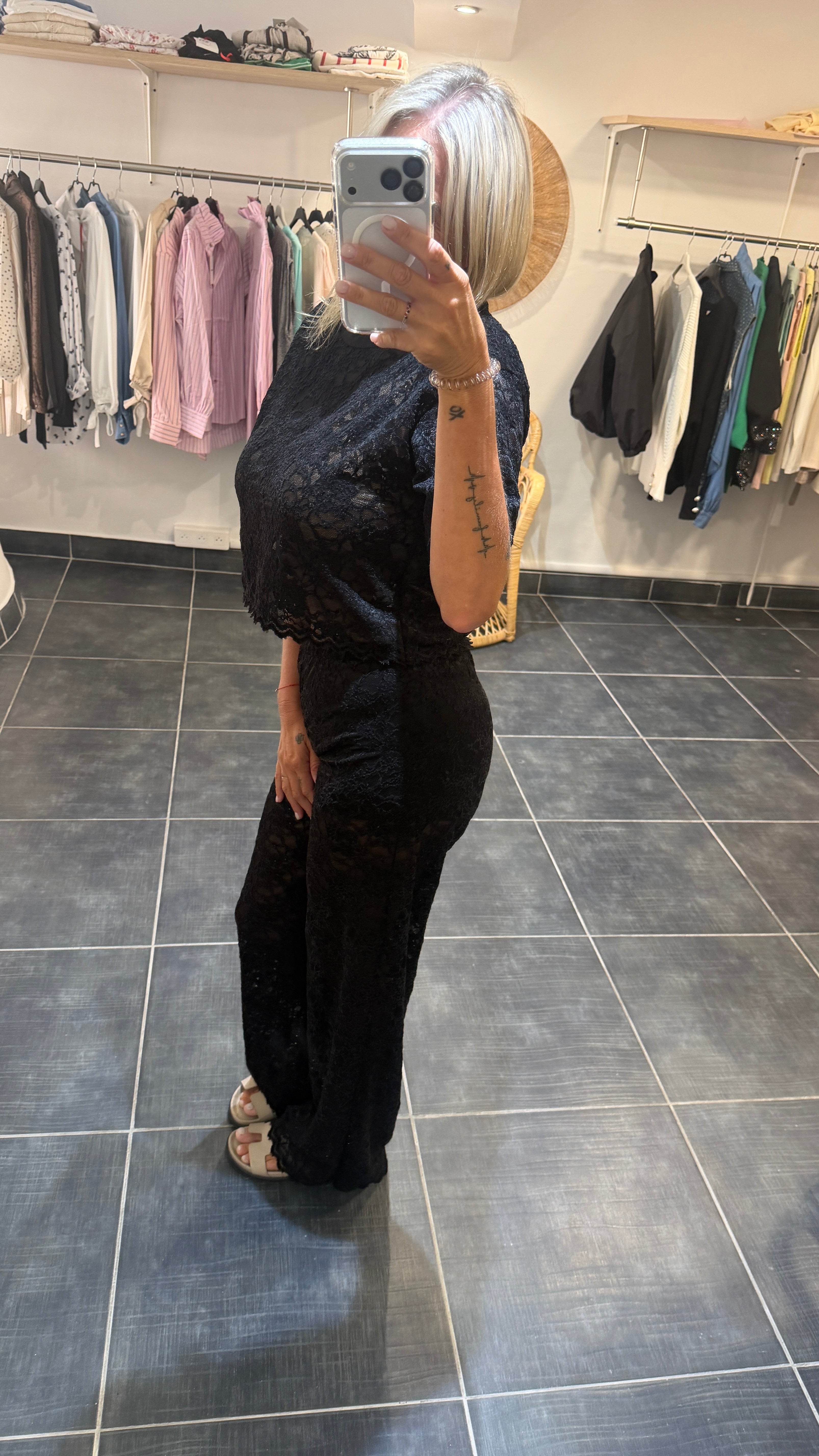 Pantalon Dentelle Douceur JULES Noir