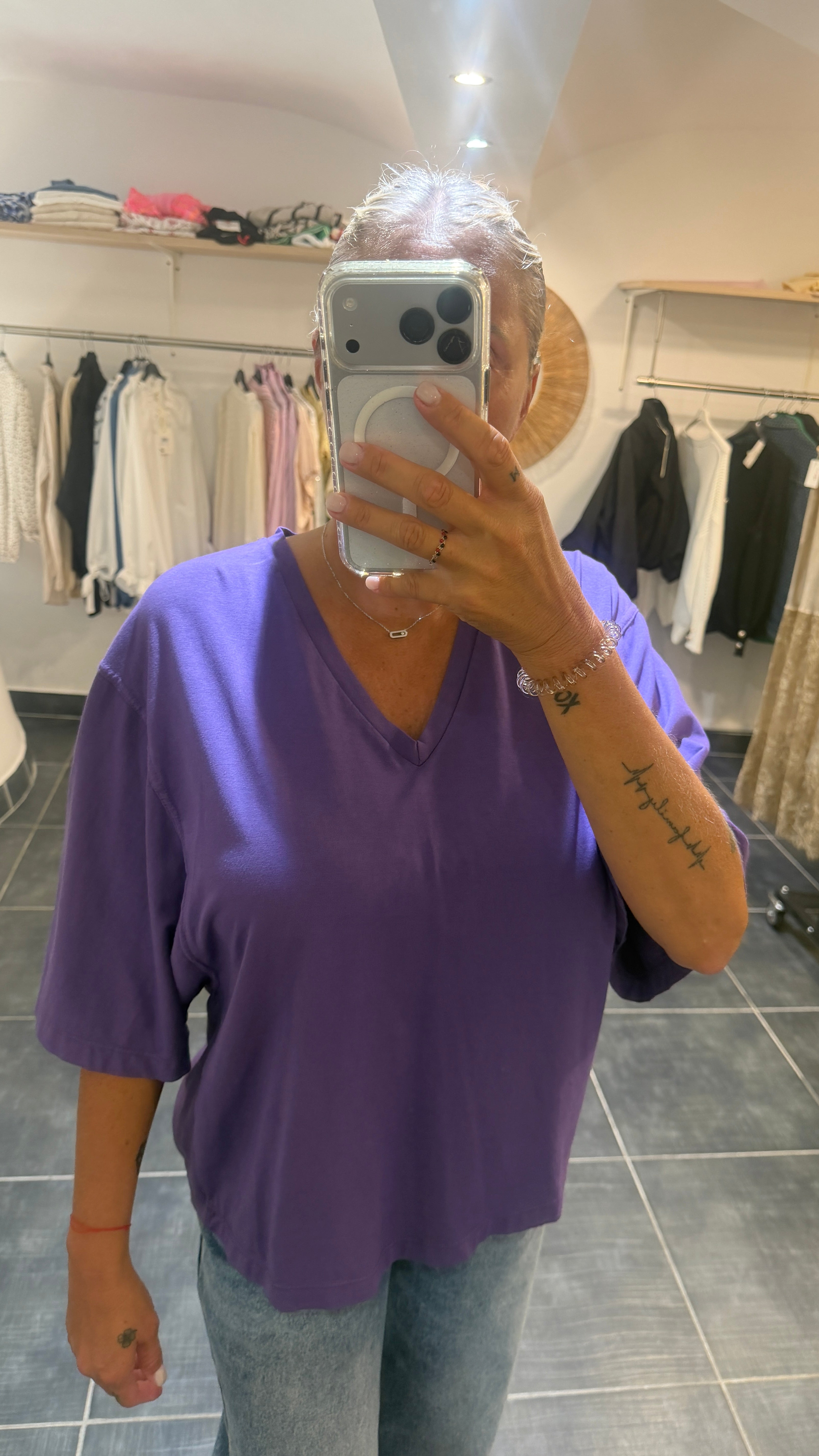 Tee-Shirt en V Oversize VADIM Violet