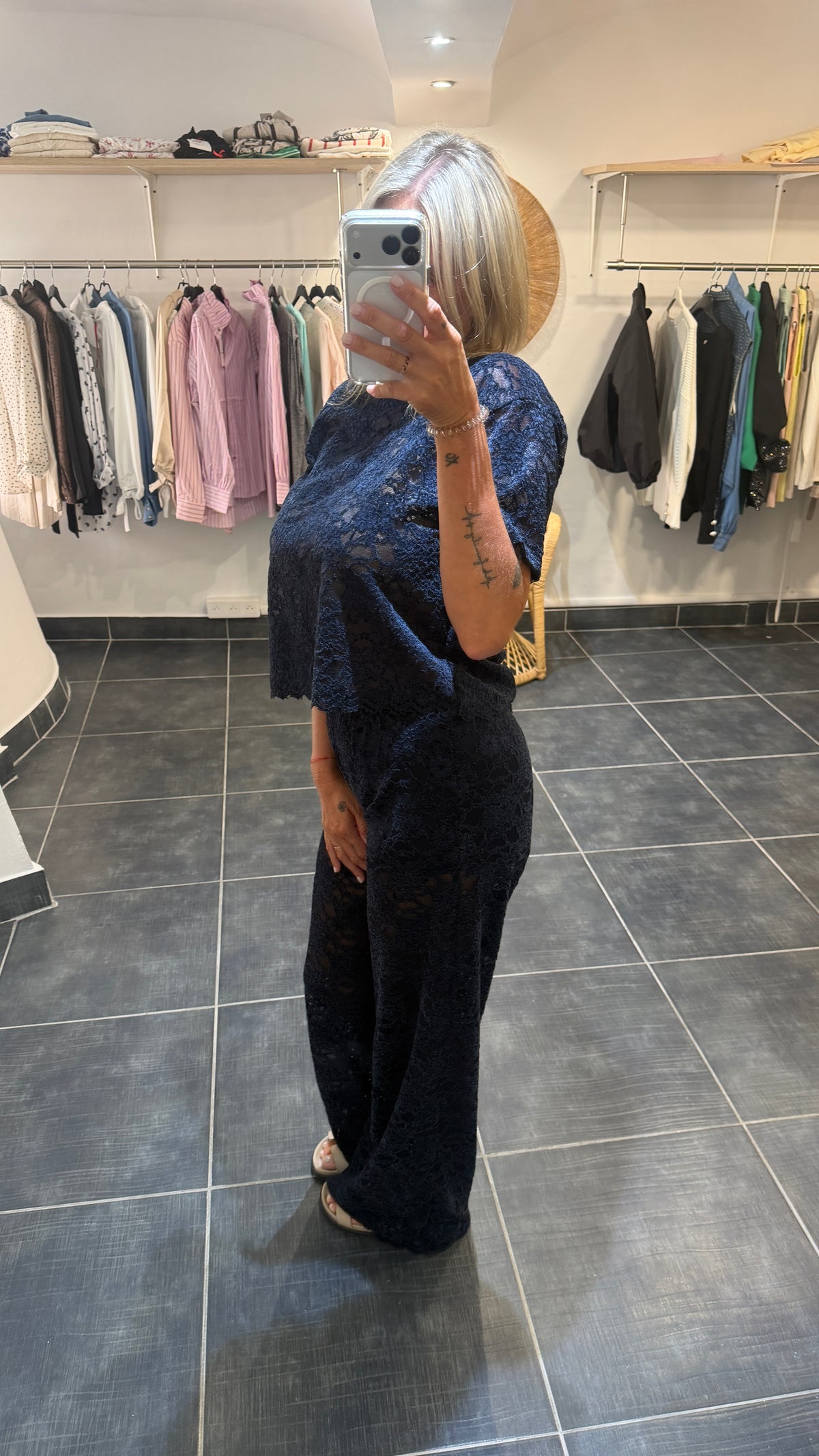 Pantalon Dentelle Douceur JULES Marine