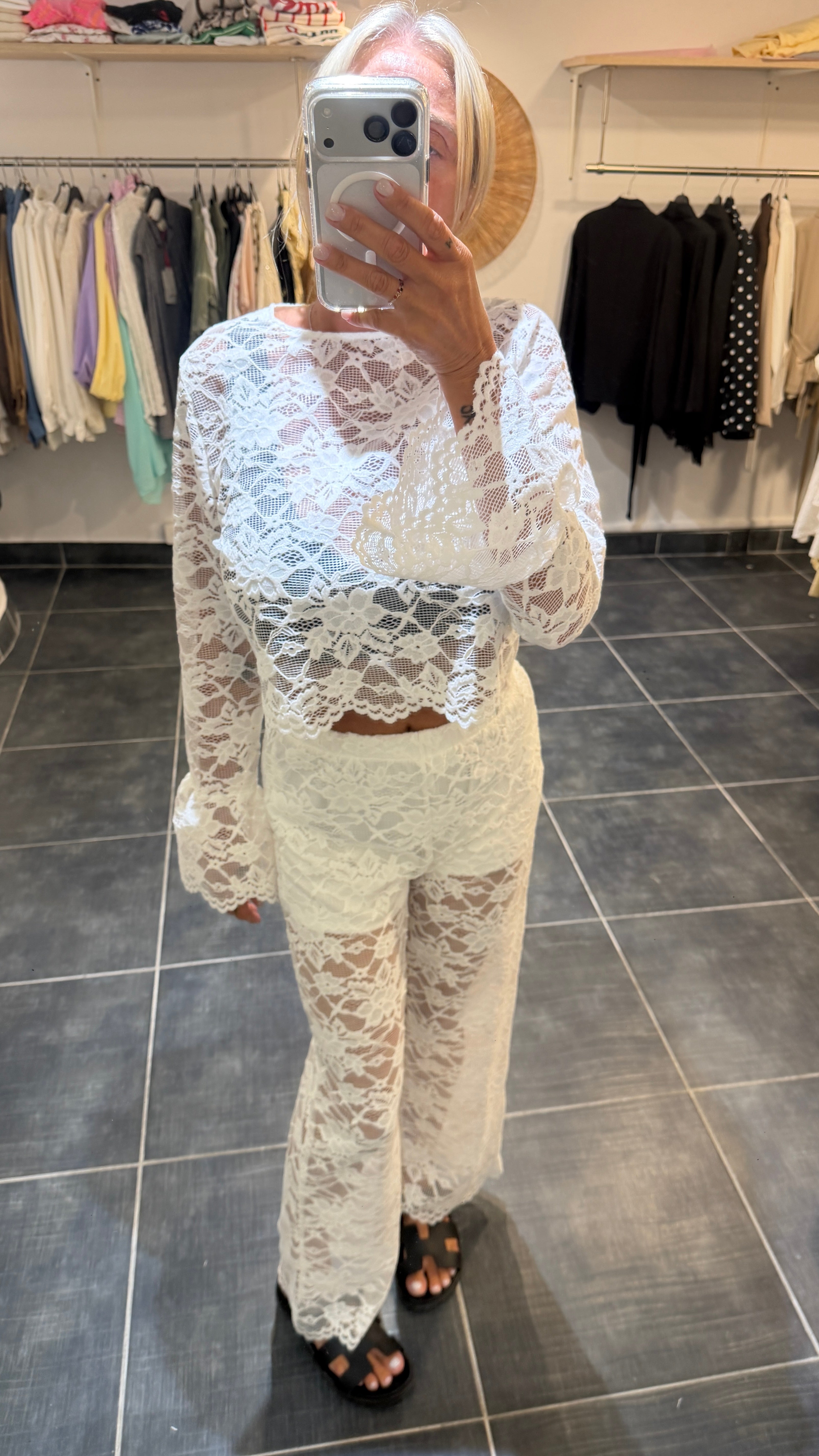 Top ML effet dentelle LEANDRA Blanc