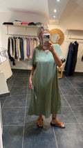 Robe tee-shirt longue avec œillets MAGALI Kaki
