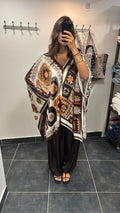 Poncho large imprimé bohème PONCHO Chocolat