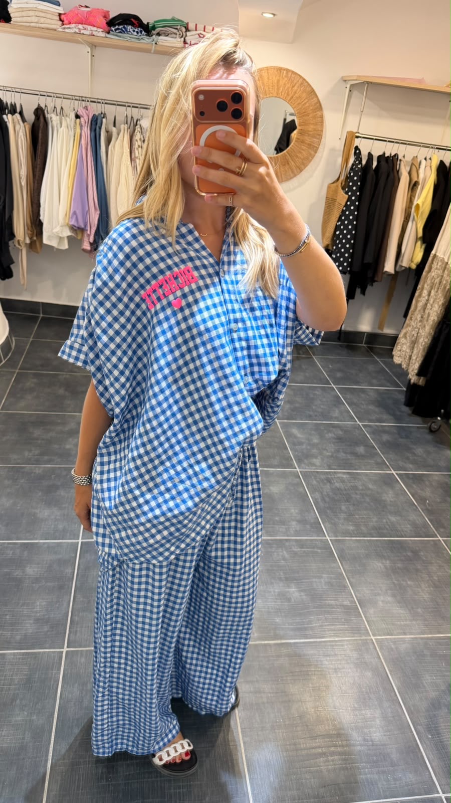 Ensemble chemise + pantalon à carreaux BICHETTE Bleu électrique