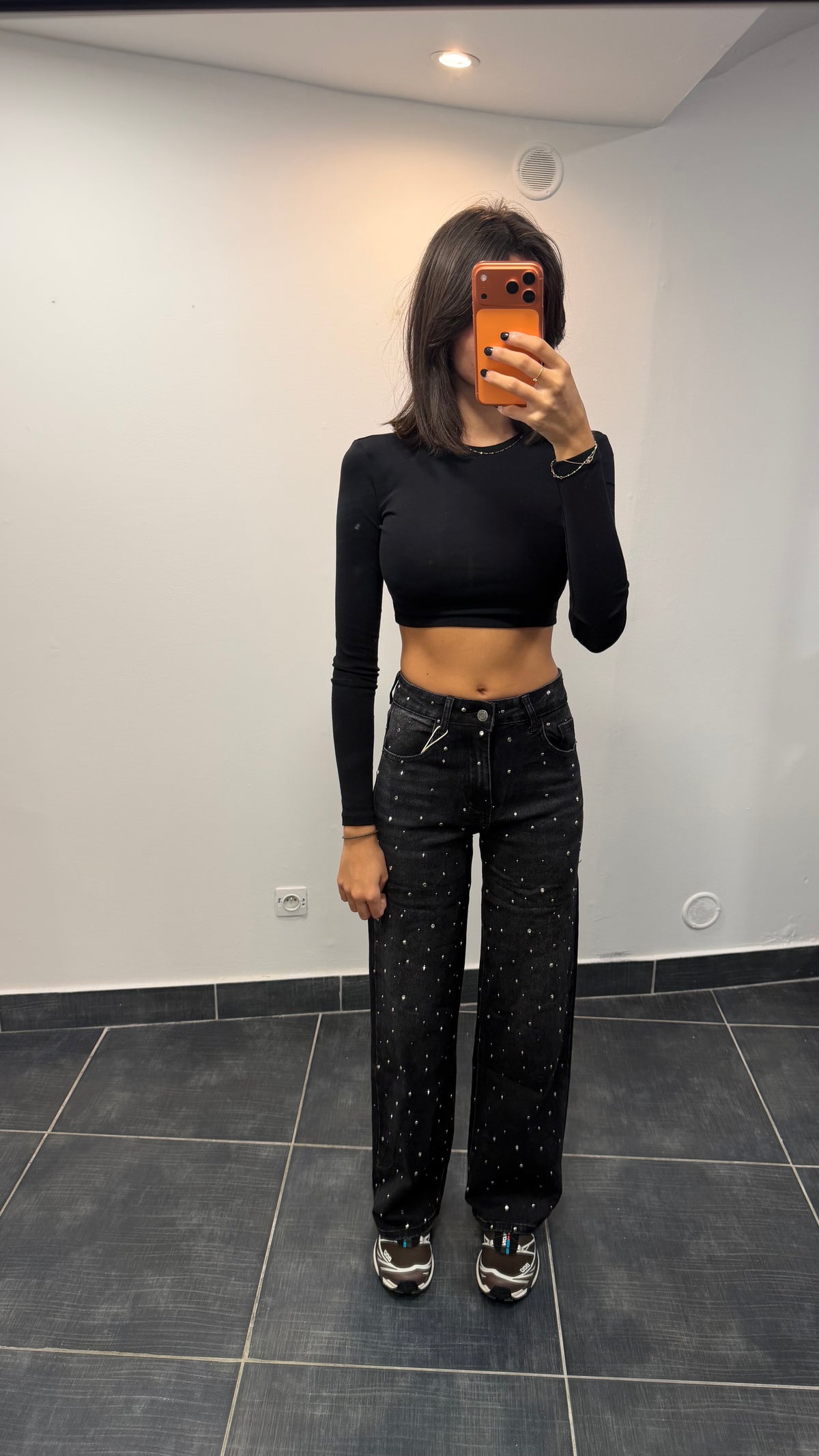 Jean droit taille haute ROCK Noir