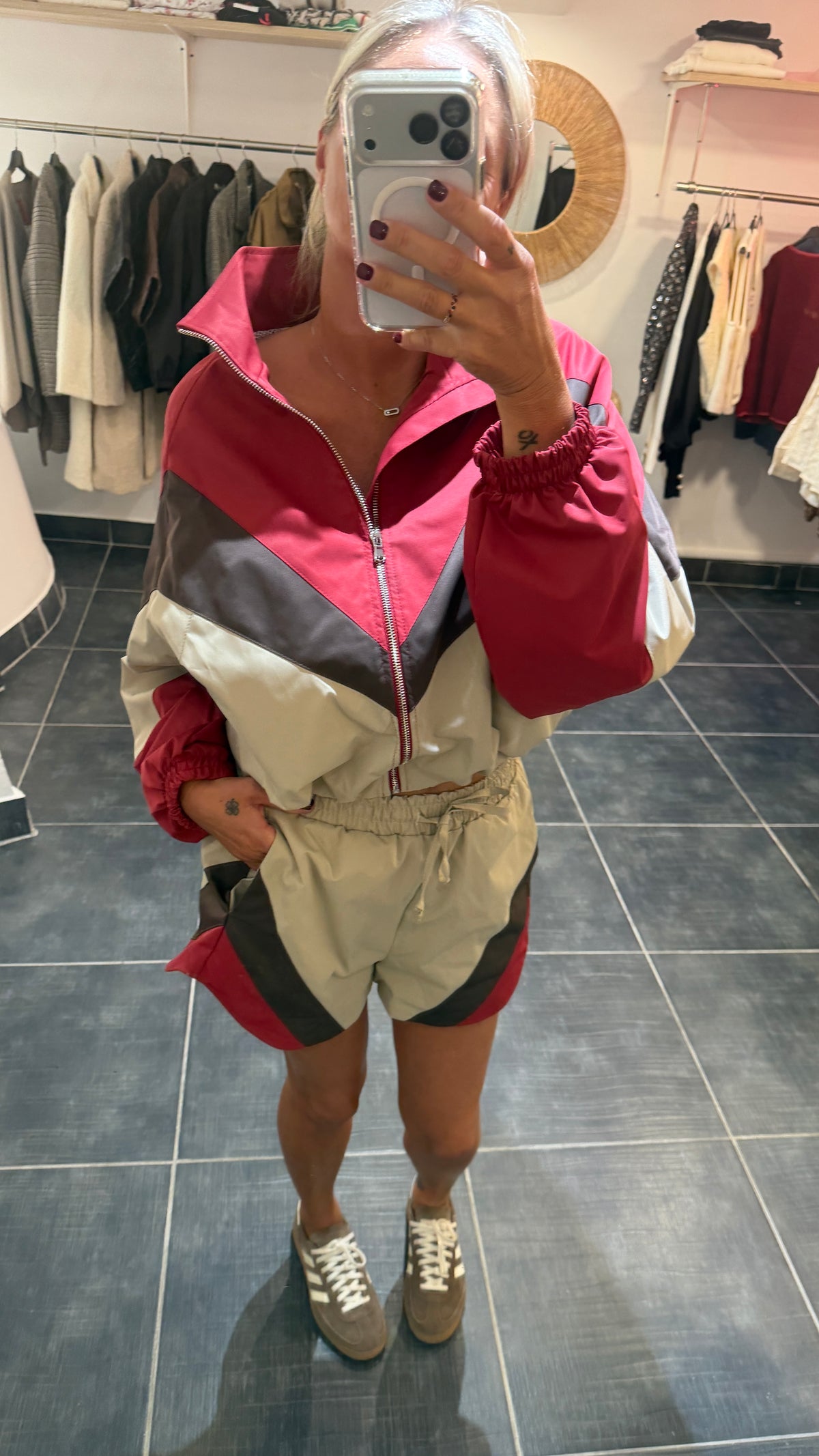 Veste Sporty Color Block CASSANDRE Beige/Choco/Bordeaux