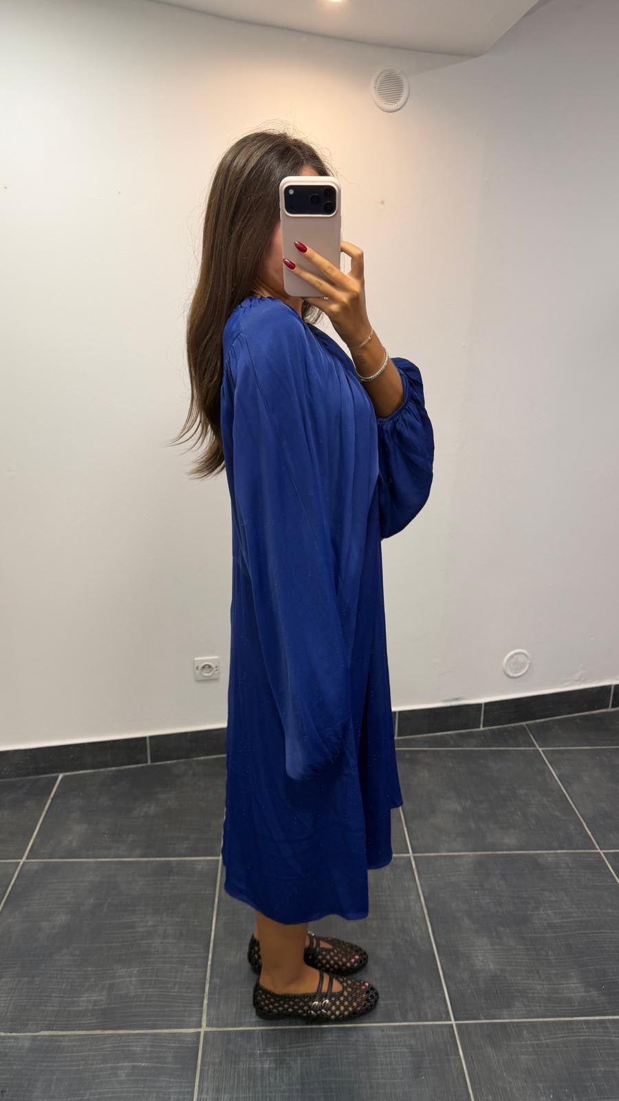 Robe fluide à manches bouffantes MONICA Noir (Copie)