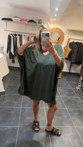 Robe courte et ample détails cloutés YODA Kaki