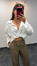 Pantalon fluide taille retroussée RÉGIS Chocolat clair