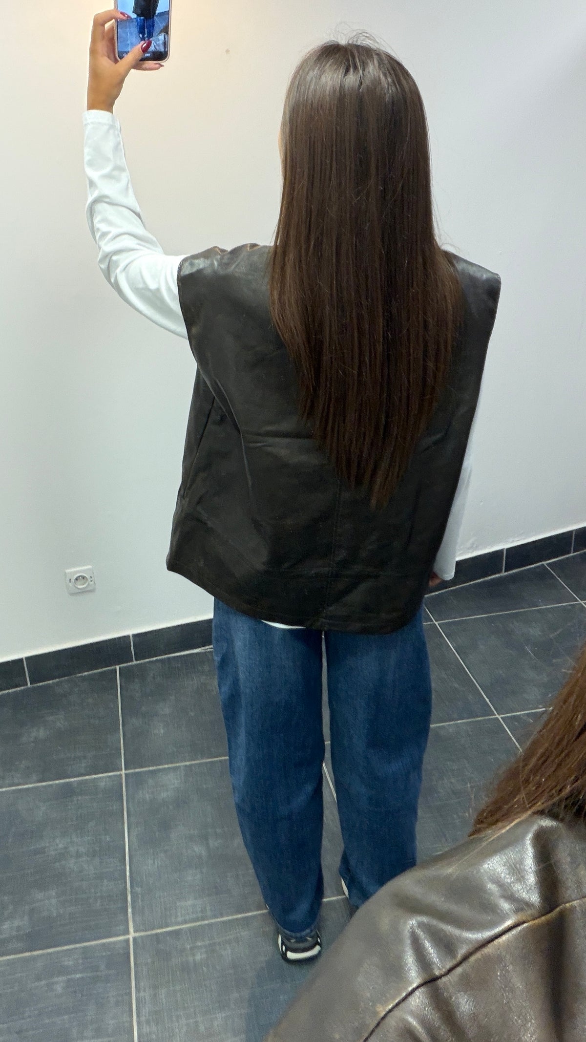 Veste sans manches similicuir KENNY Chocolat vieilli