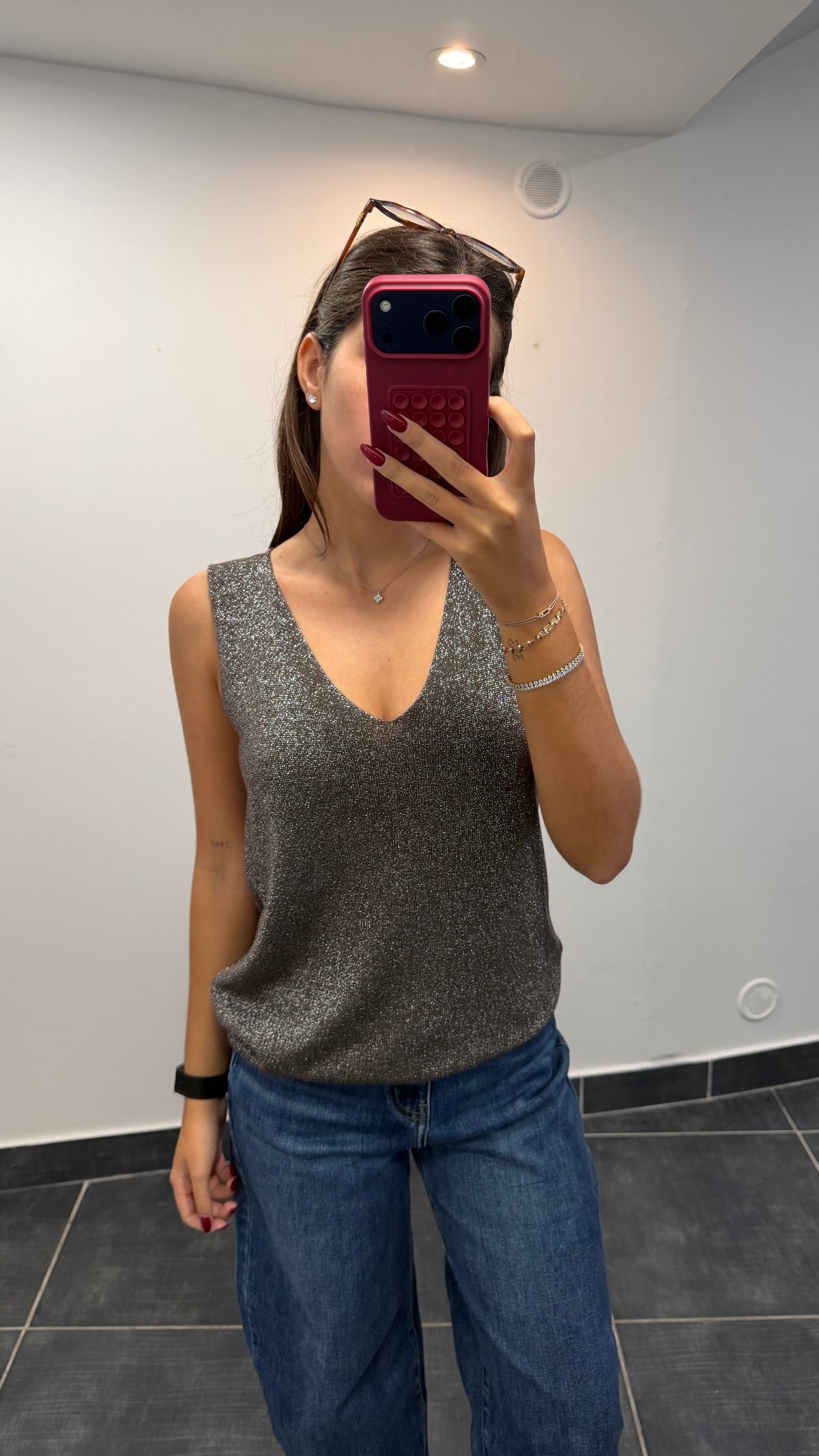 Top maille lurex SAMY Chocolat