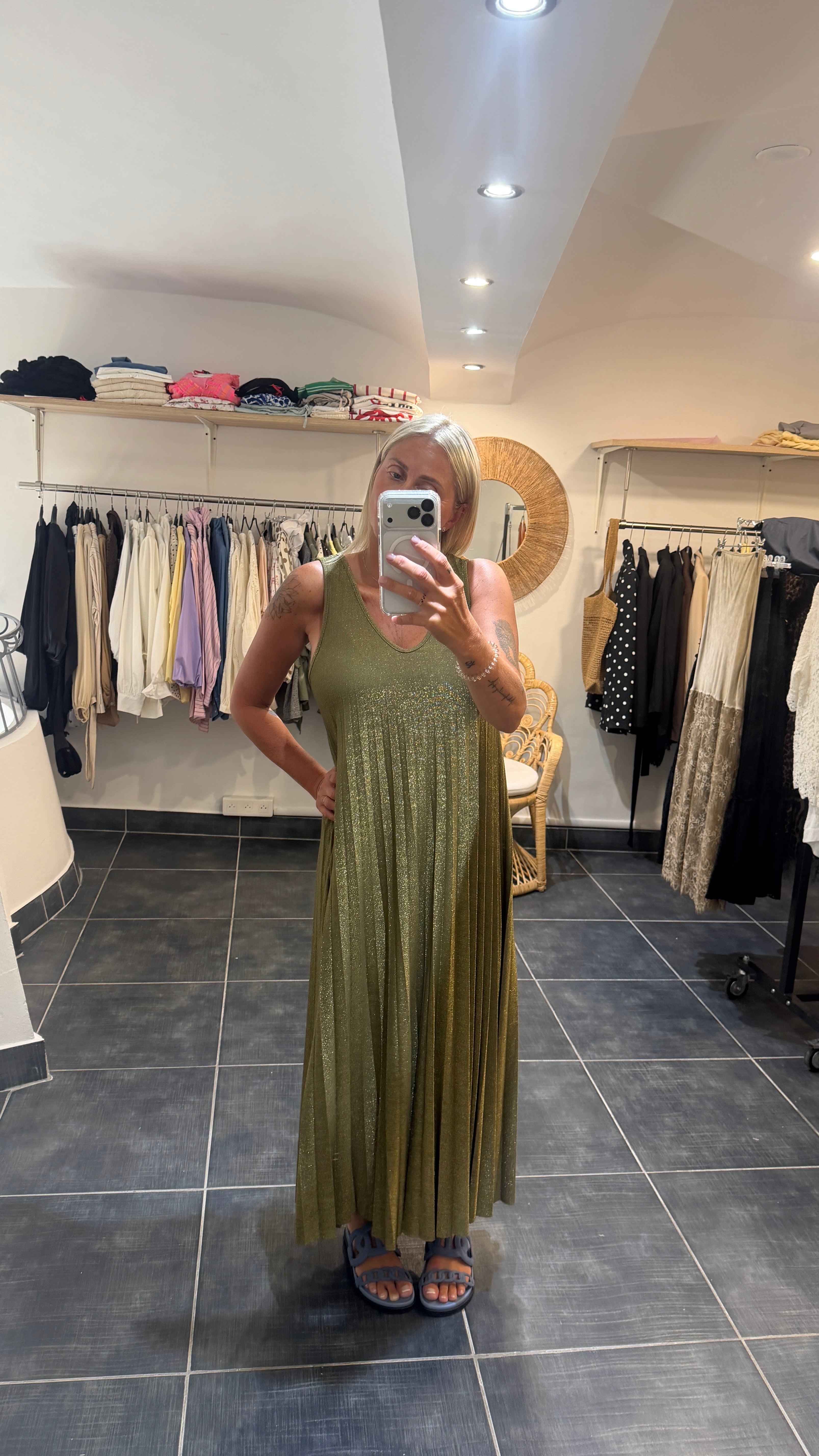 Robe Longue détails lurex MAEVA Kaki