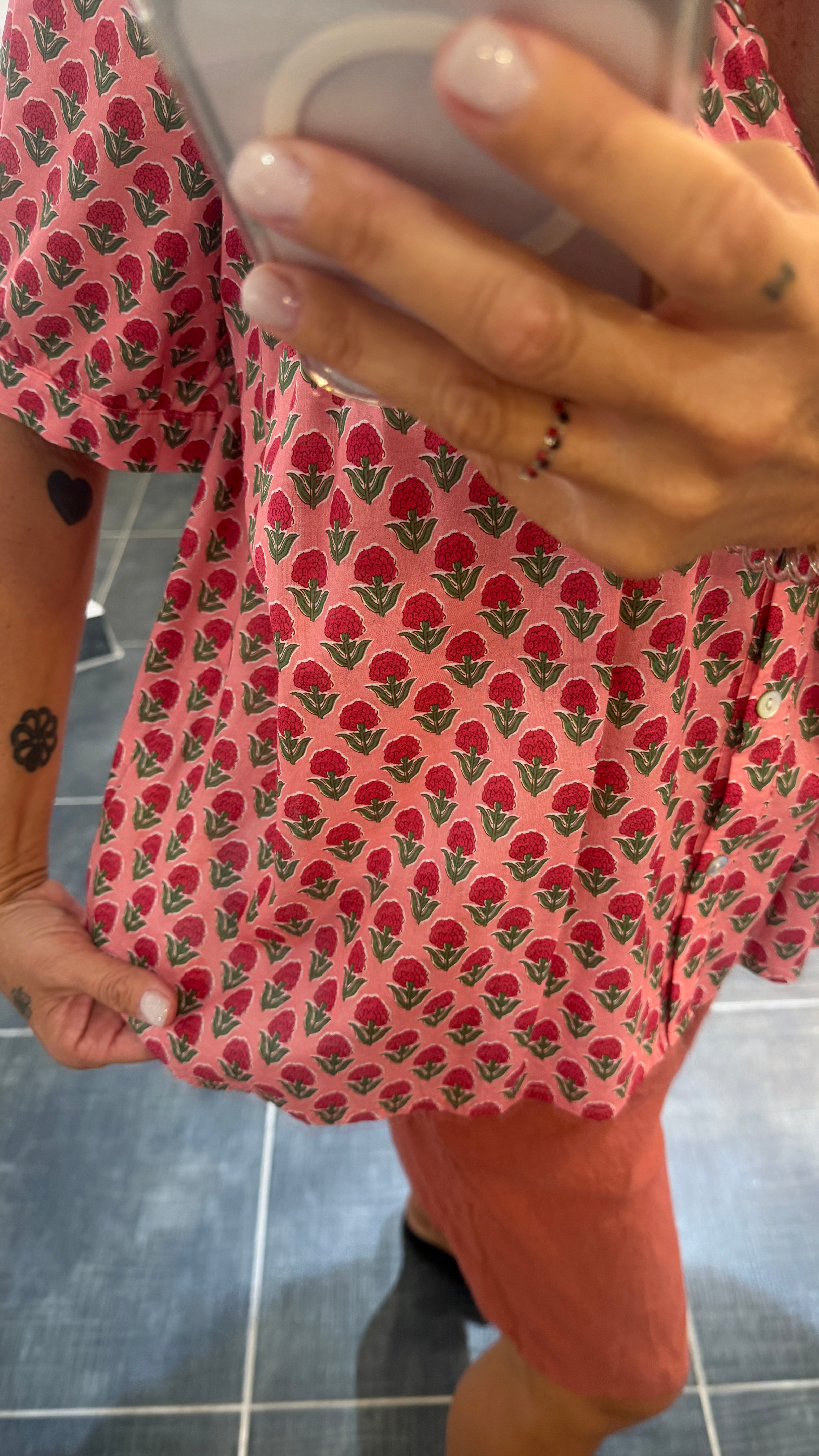 Chemise imprimé fleuri CHARLIZE Rose