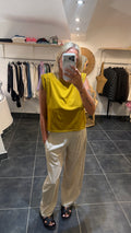 Top à épaulettes détails cloutés GANOU Jaune moutarde