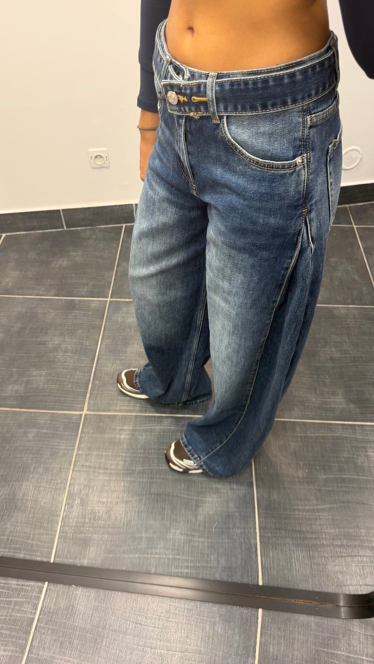 Jean wide leg taille haute JO Bleu