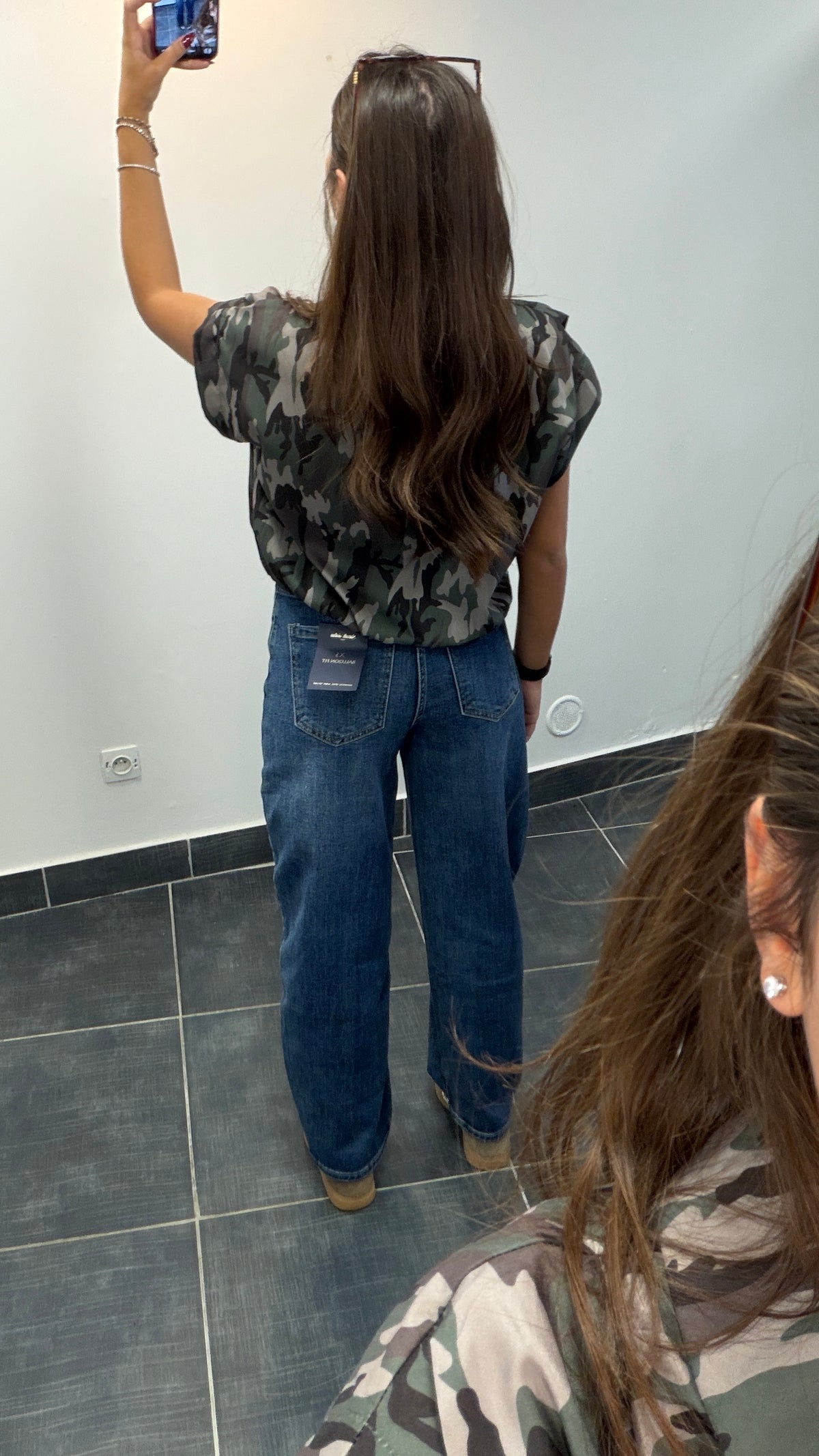 Blouse élastiquée imprimé camouflage MYLÈNE Kaki