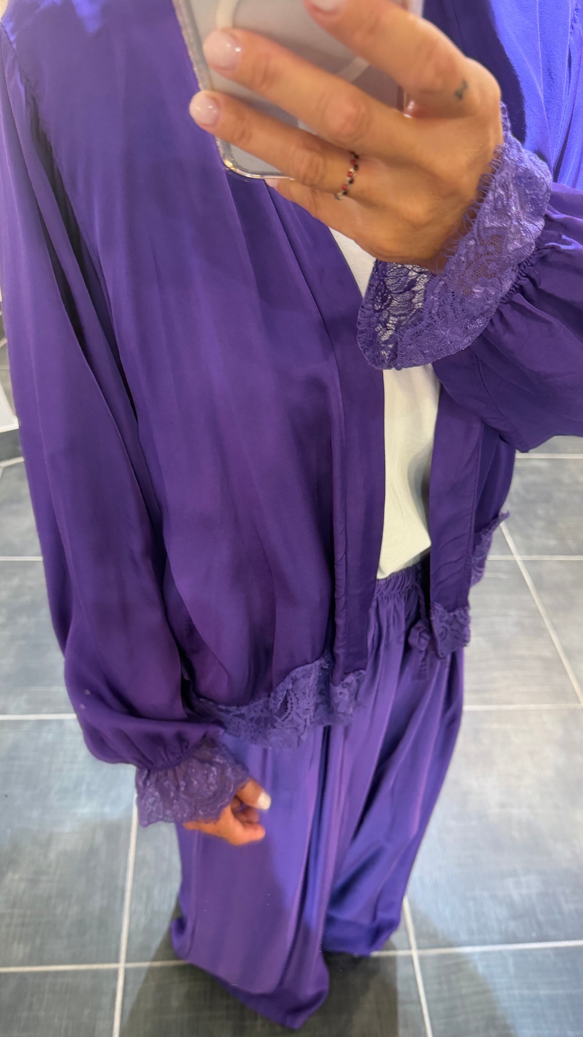 Gilet effet soie détails Dentelle GARY Violet