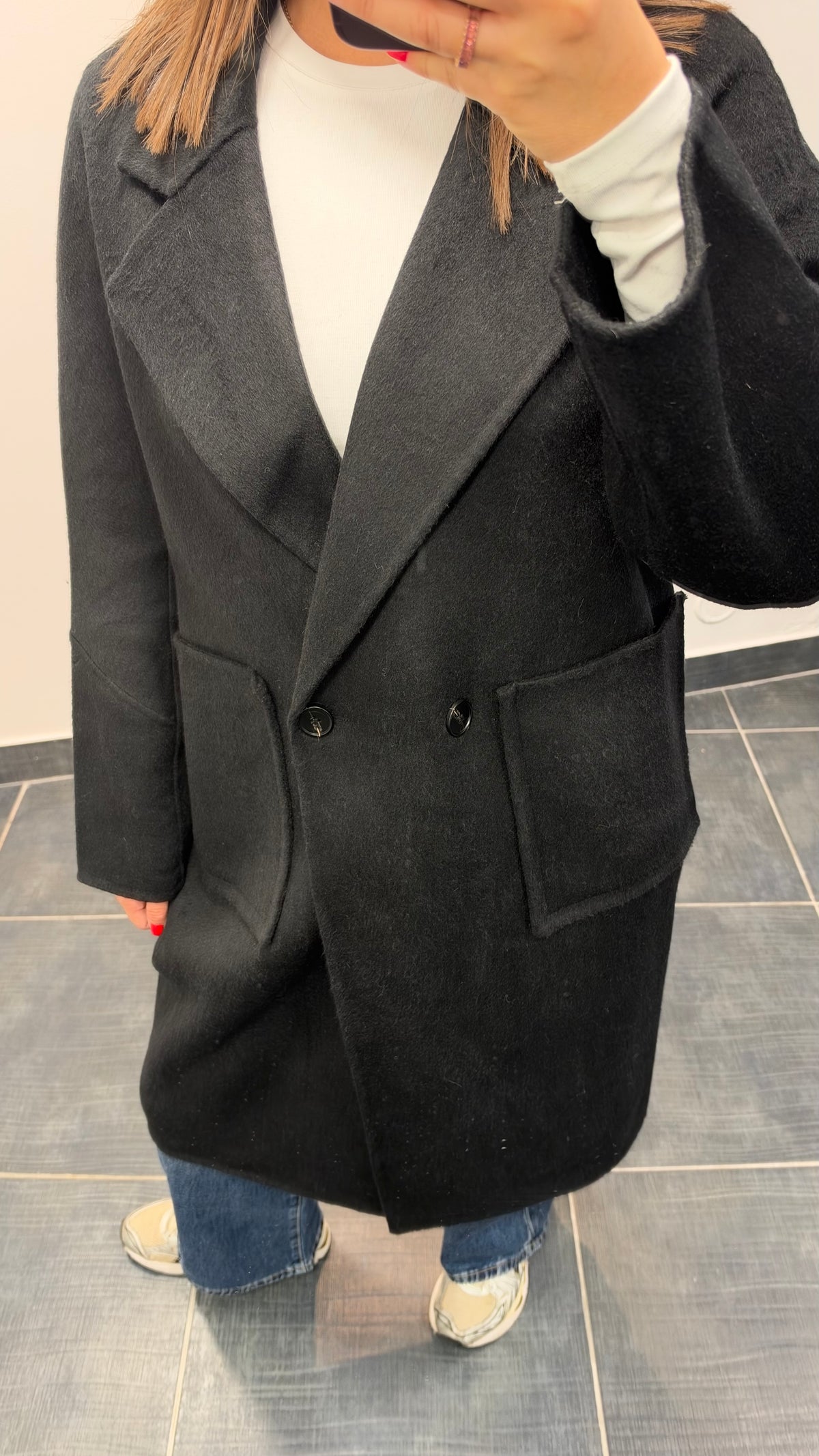 Manteau long en laine LALY Noir