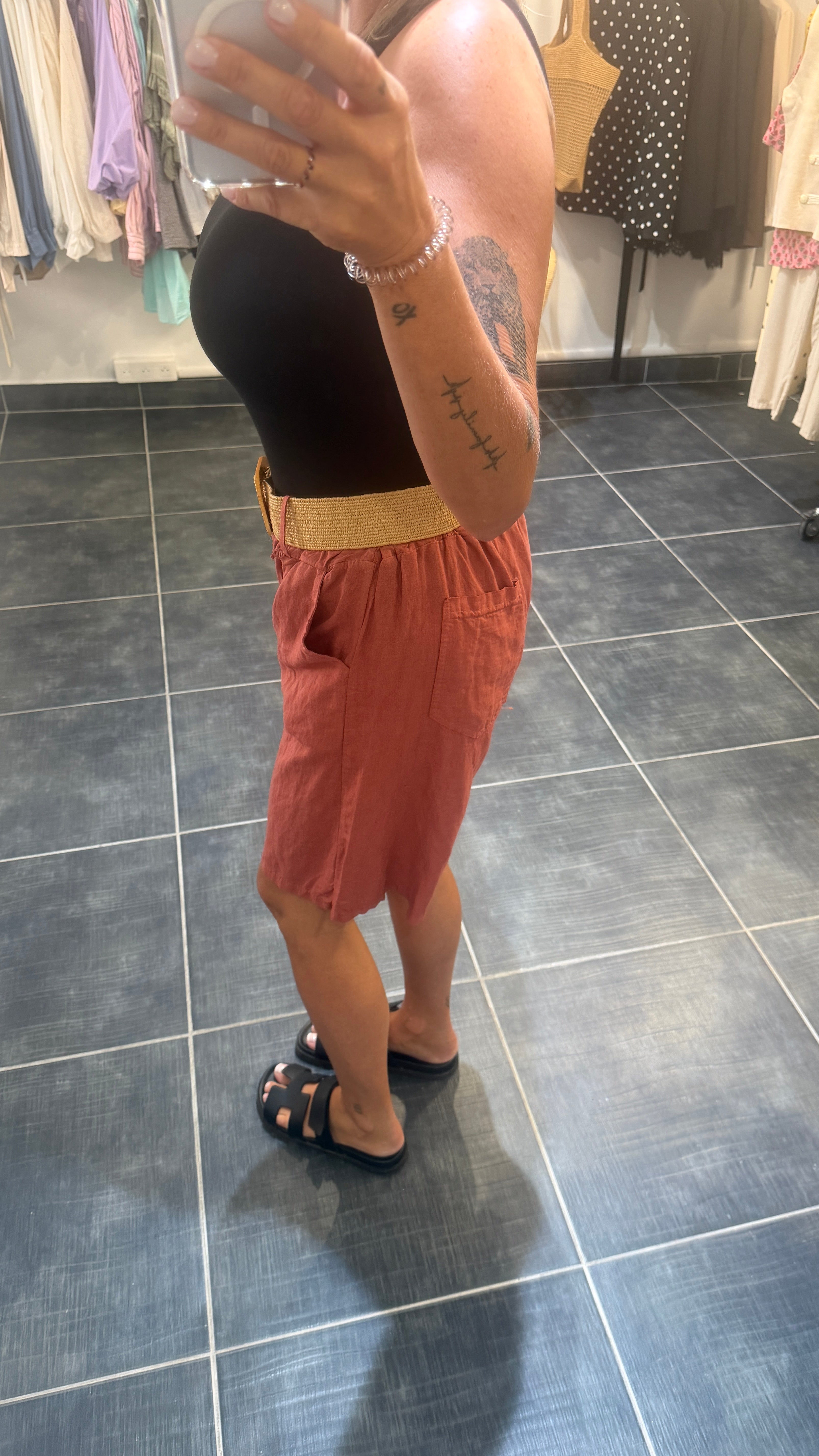 Bermudas en lin et coton MANY Terracotta