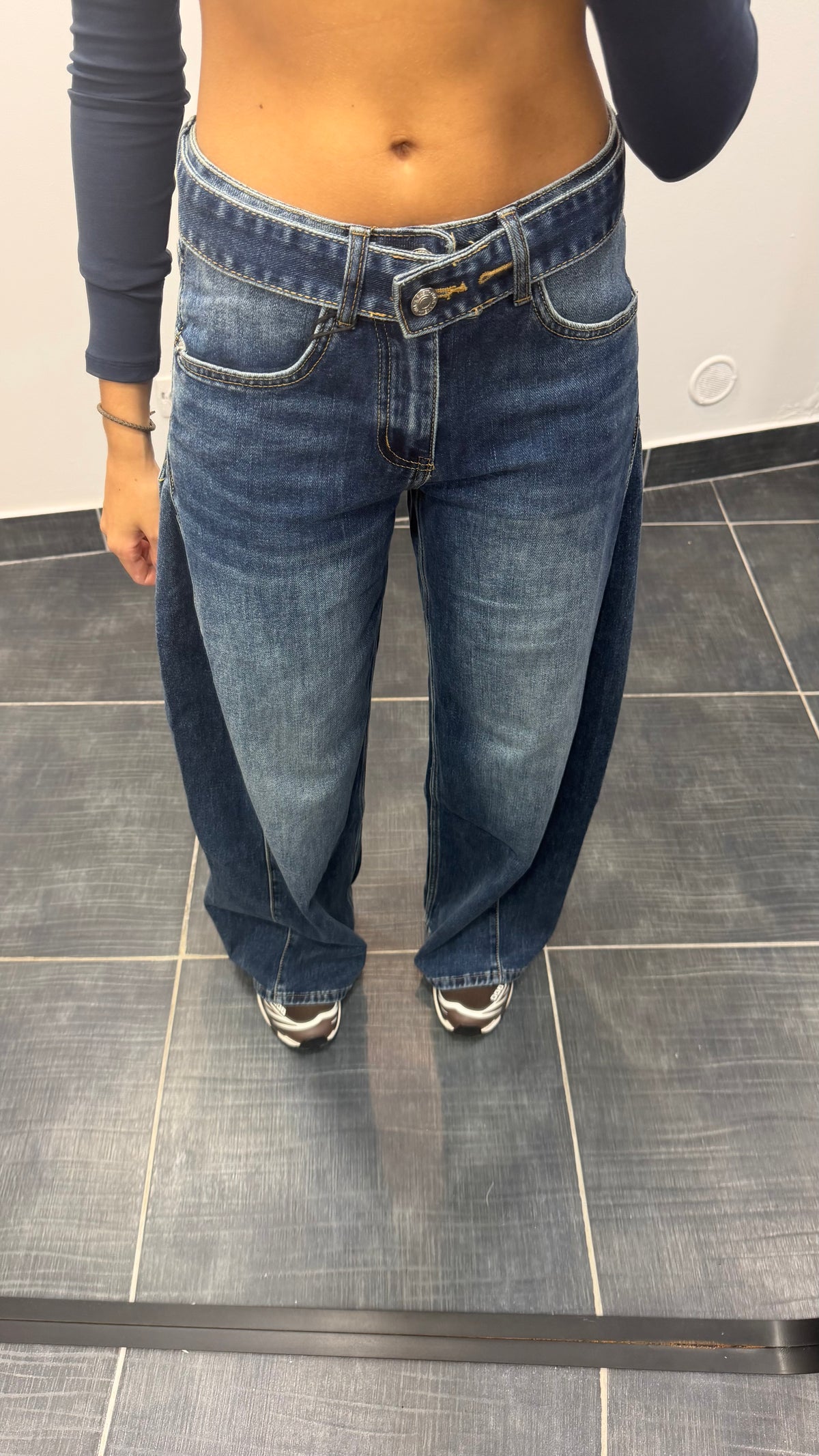 Jean wide leg taille haute JO Bleu