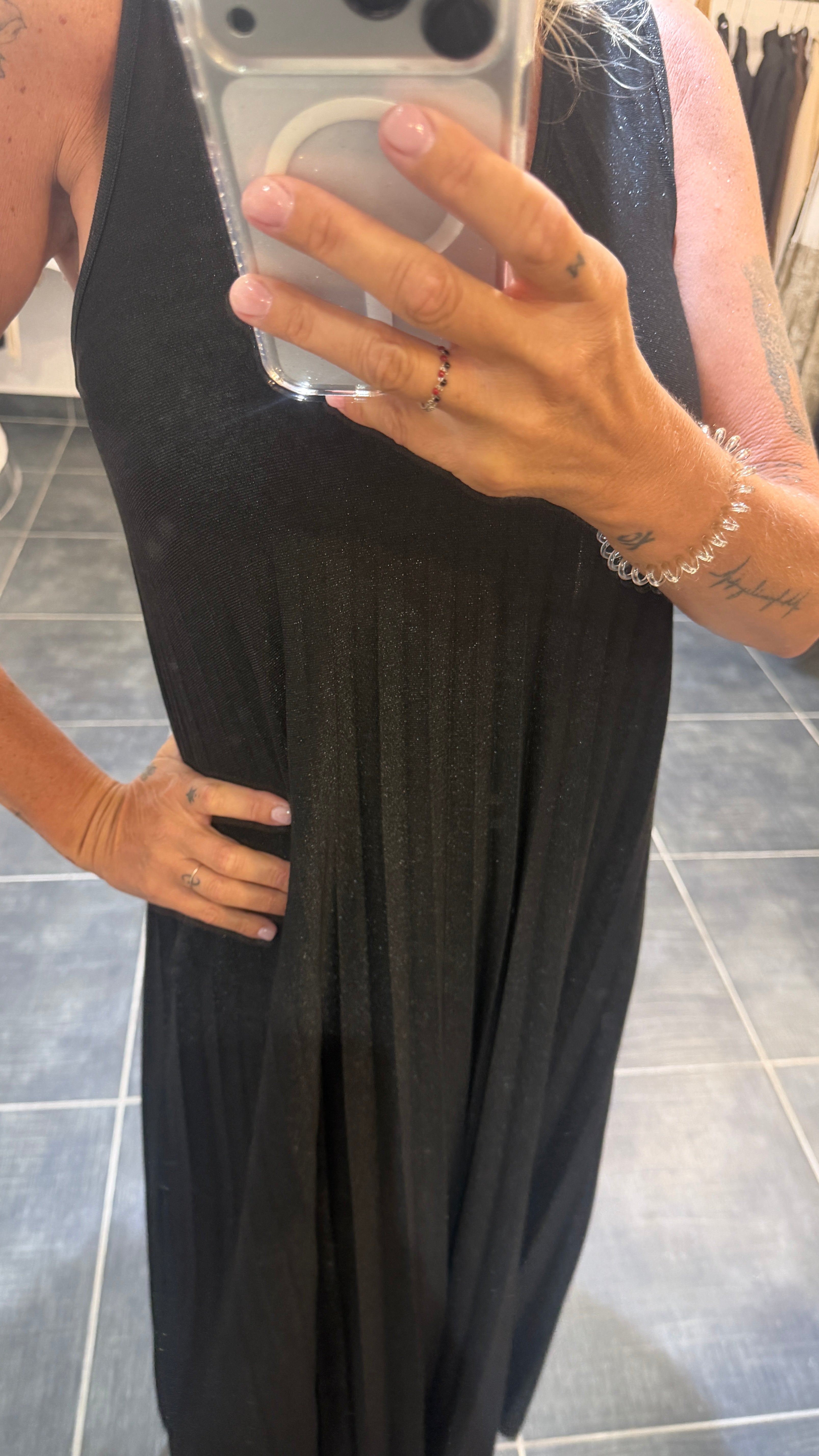 Robe Longue détails lurex MAEVA Noir