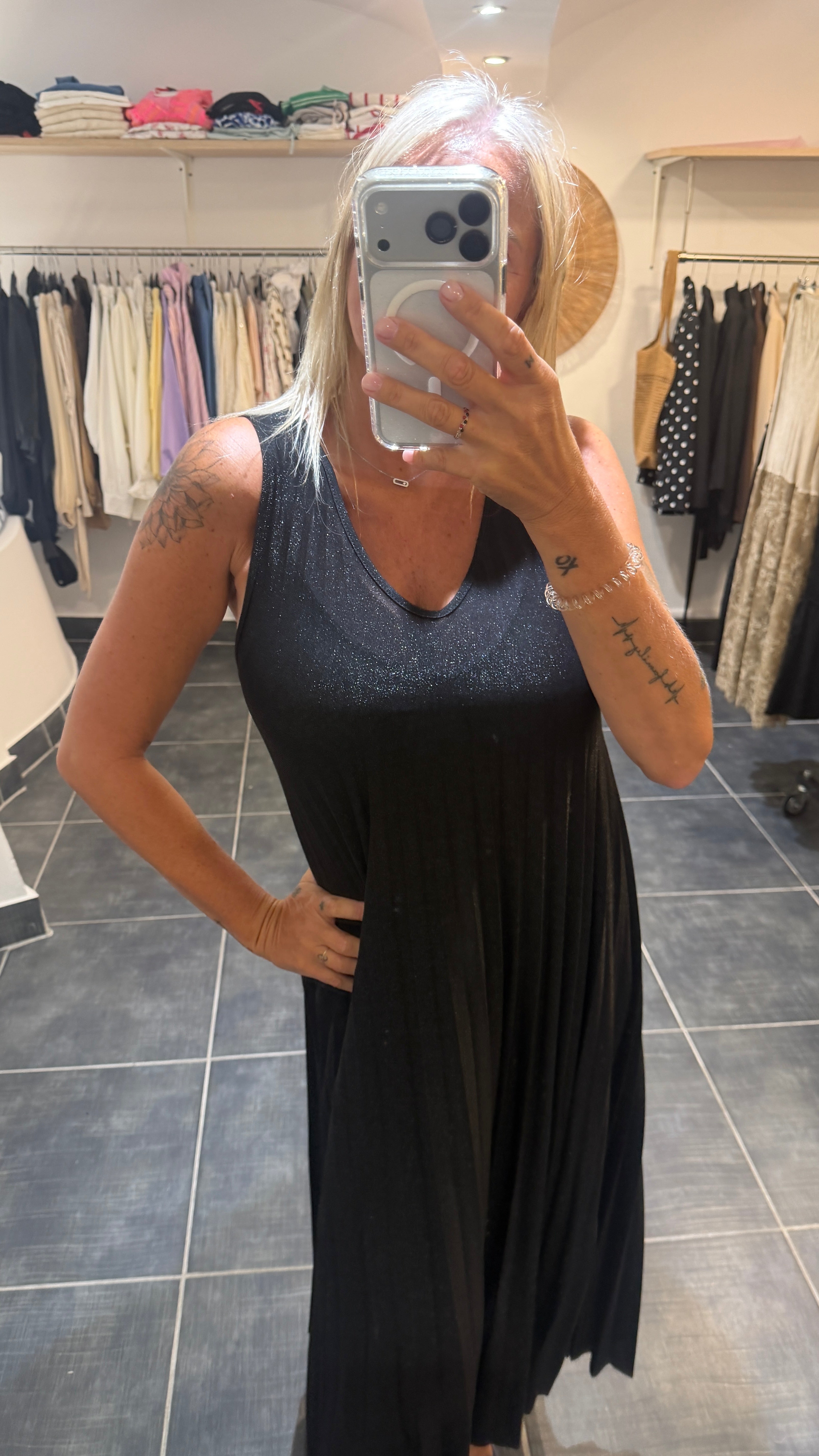Robe Longue détails lurex MAEVA Noir